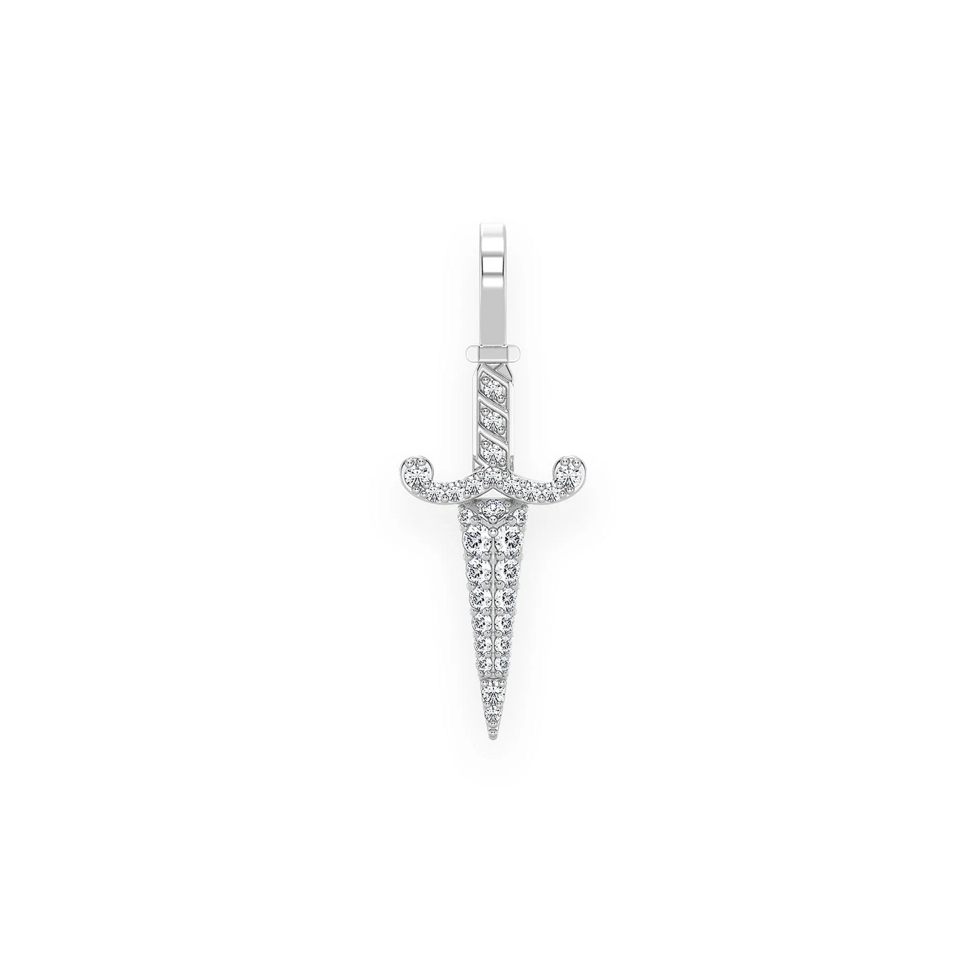 Dagger Pendant in 14K white gold, Set | 0.20ctw, front view