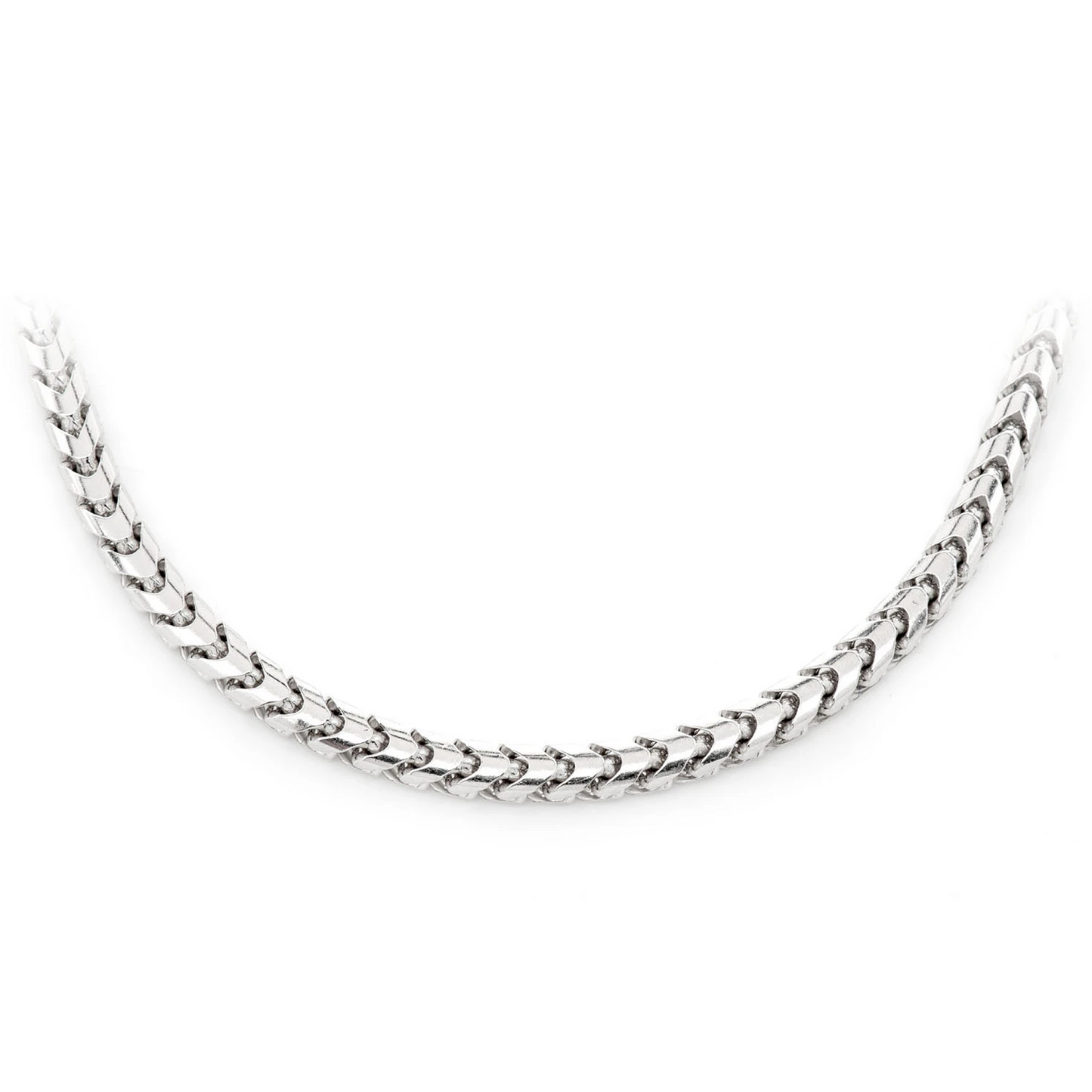 Franco Gold Chain in 14K white gold, 4mm width, front view