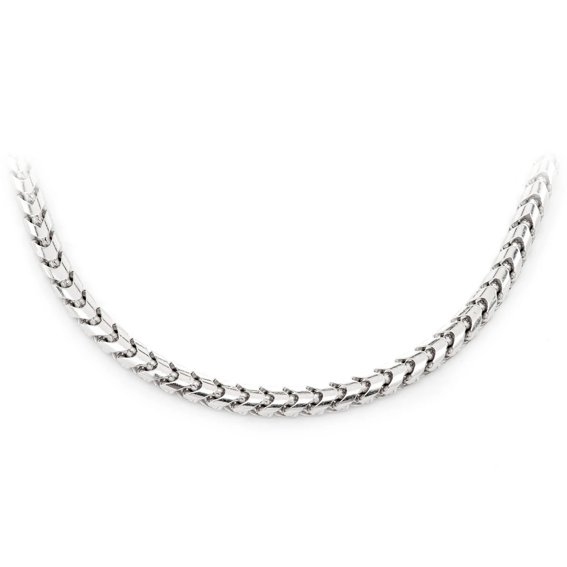 Franco Gold Chain in 14K white gold, 4mm width, front view
