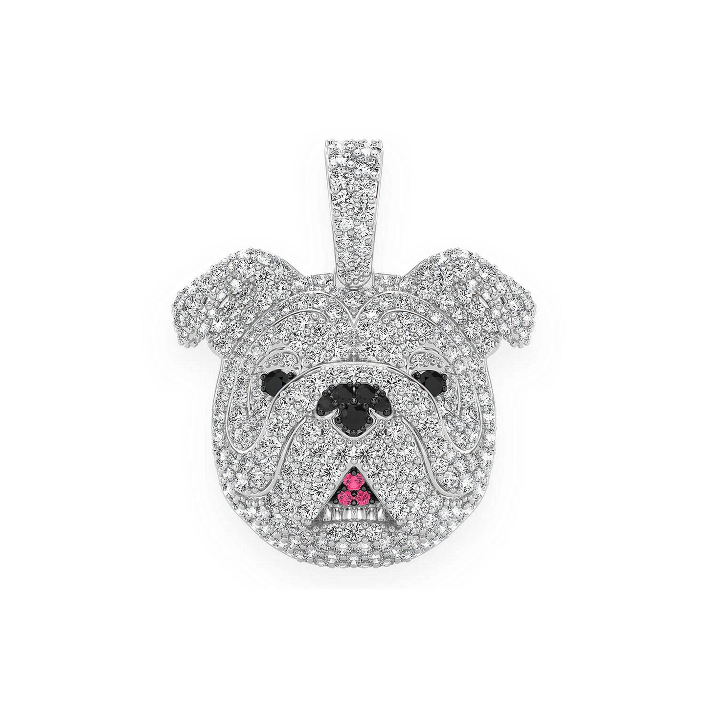 Bulldog Diamond Pendant in 14K white gold, front view