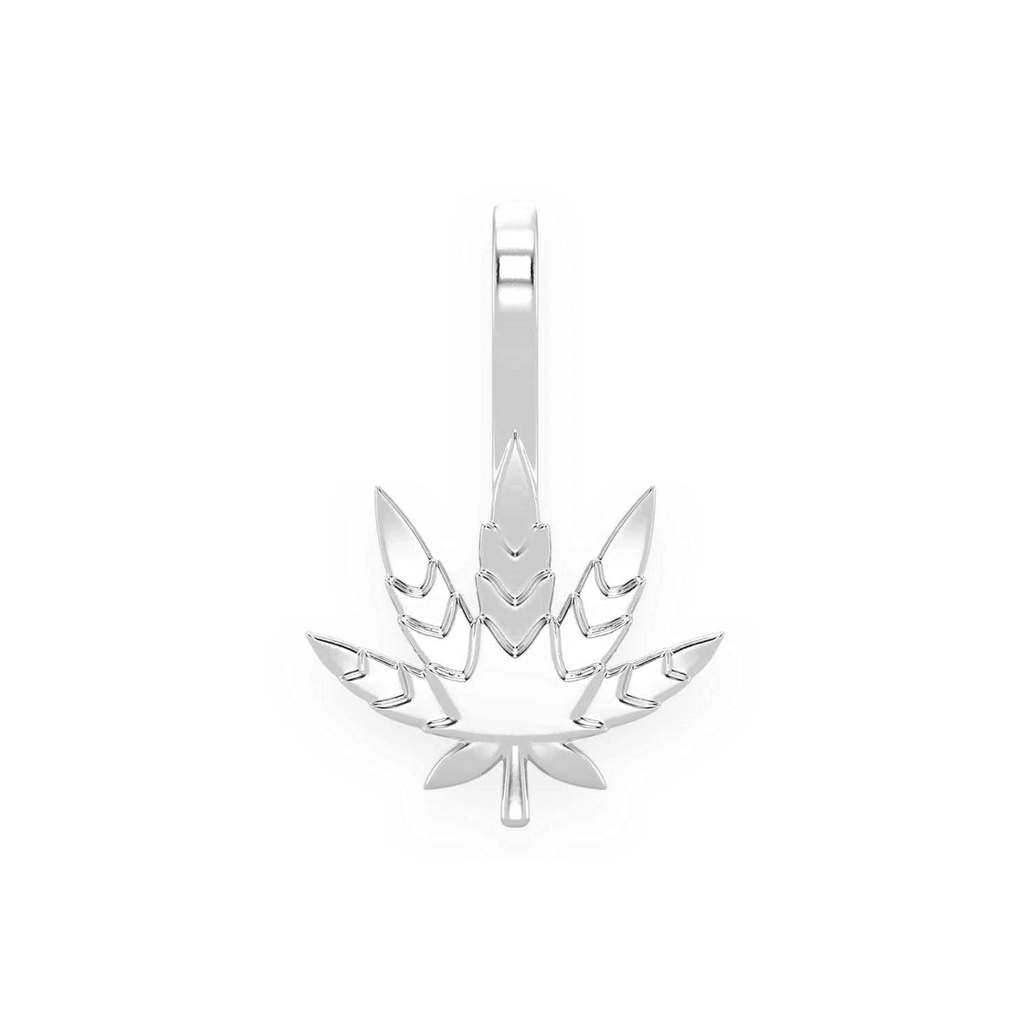 Cannabis Leaf Diamond Pendant in 14K white gold, Pure | Solid Gold, front view