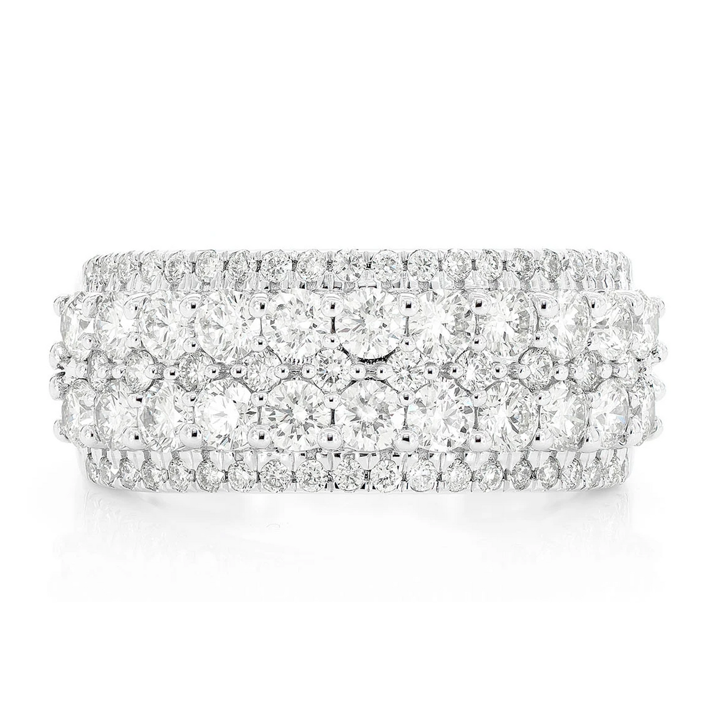 Two Layer Five Row Band Ring in 14K white gold, front view