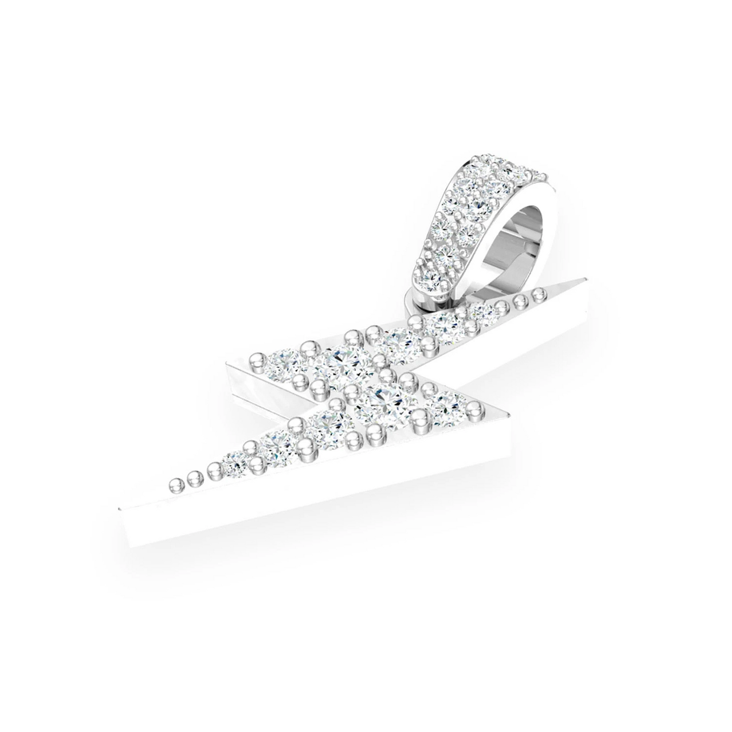 Lightning Bolt Diamond Pendant in 14K white gold, Statement | 0.50ctw, detail view