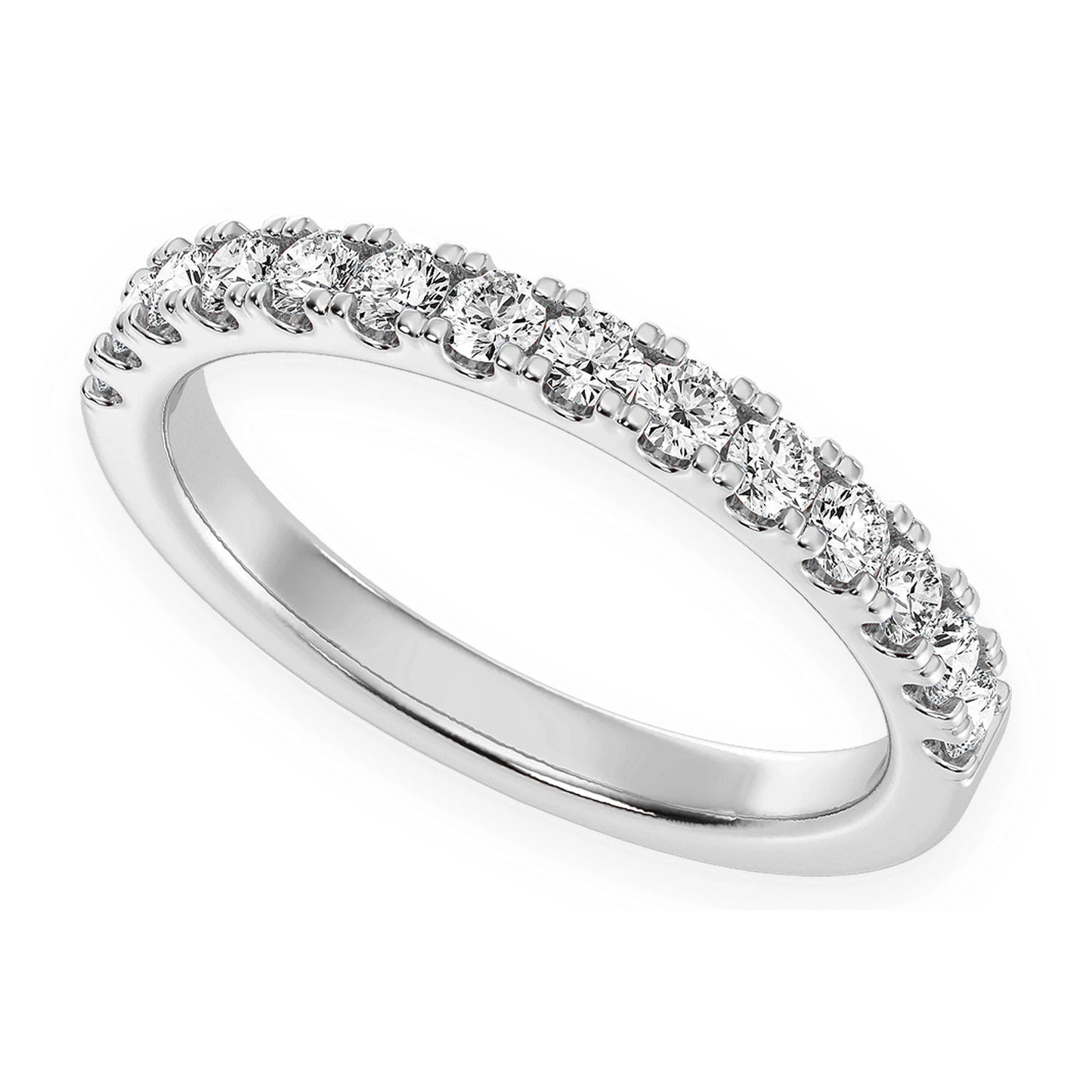 Extra Wide Single Row Band Ring in 14K white gold, front view