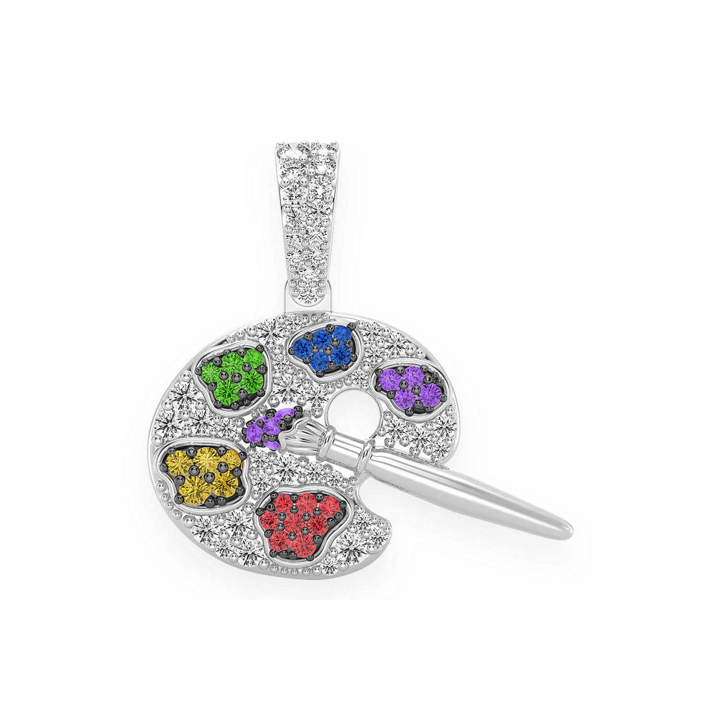 Artist Palette Diamond Pendant in 14K white gold, front view