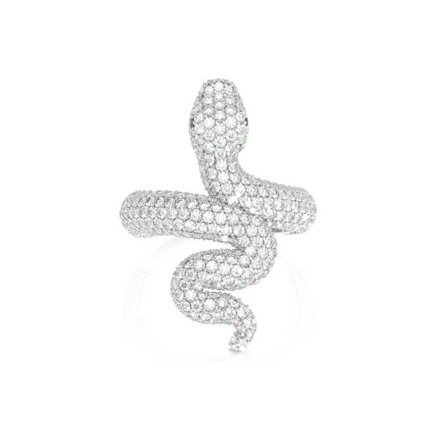 Snake Diamond Ring in 14K white gold, front view