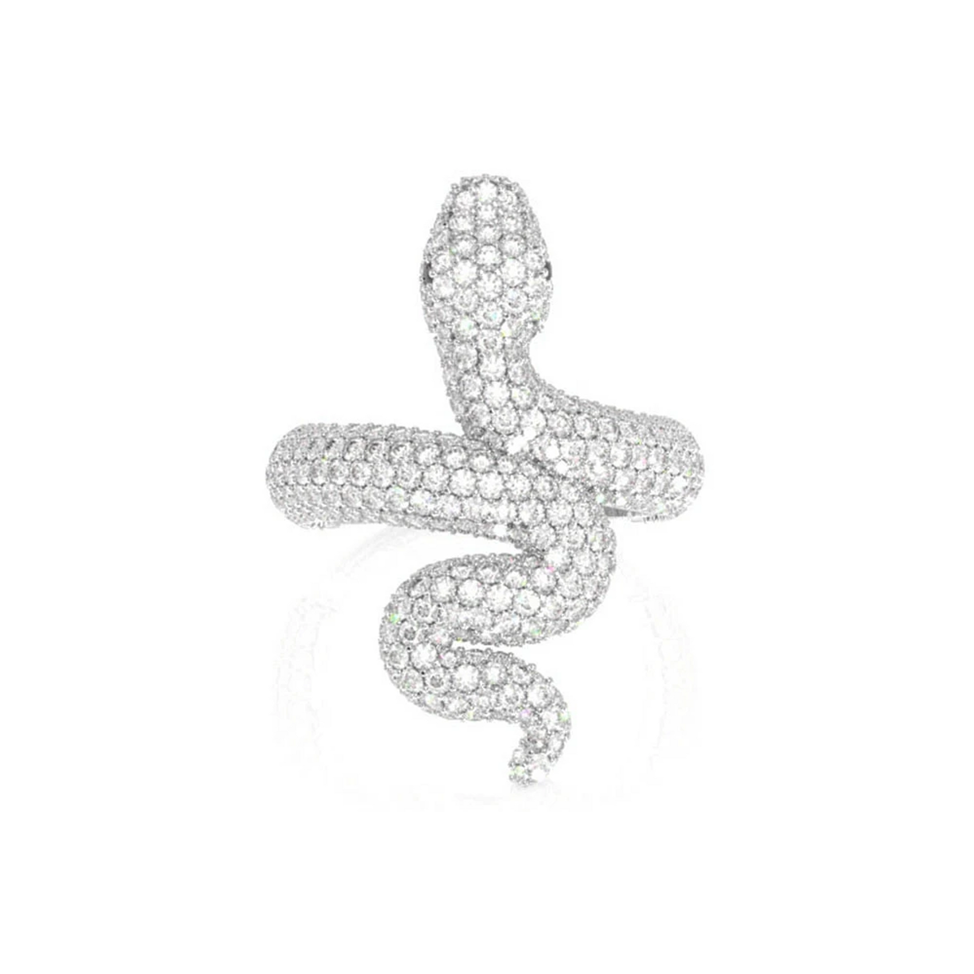 Snake Diamond Ring in 14K white gold, front view