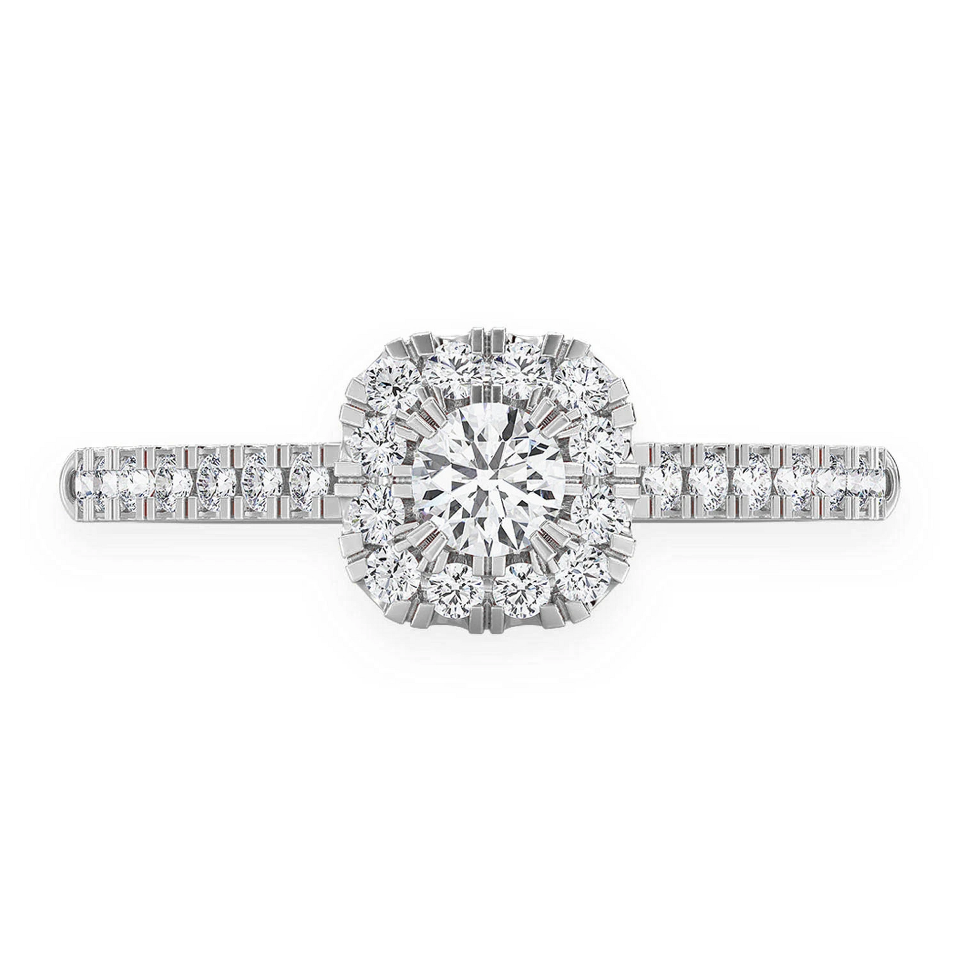 Single Band Layered Square Diamond Engagement Ring in 14K white gold, front view