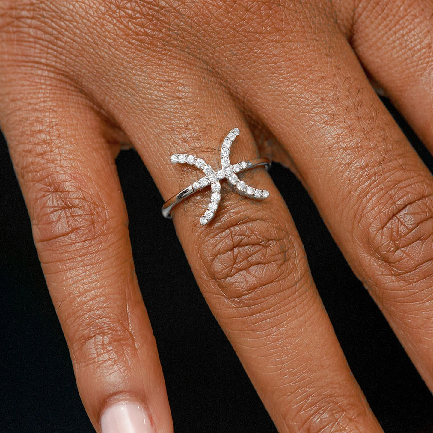Zodiac Diamond Ring in 14K white gold, Pisces design, alternate view