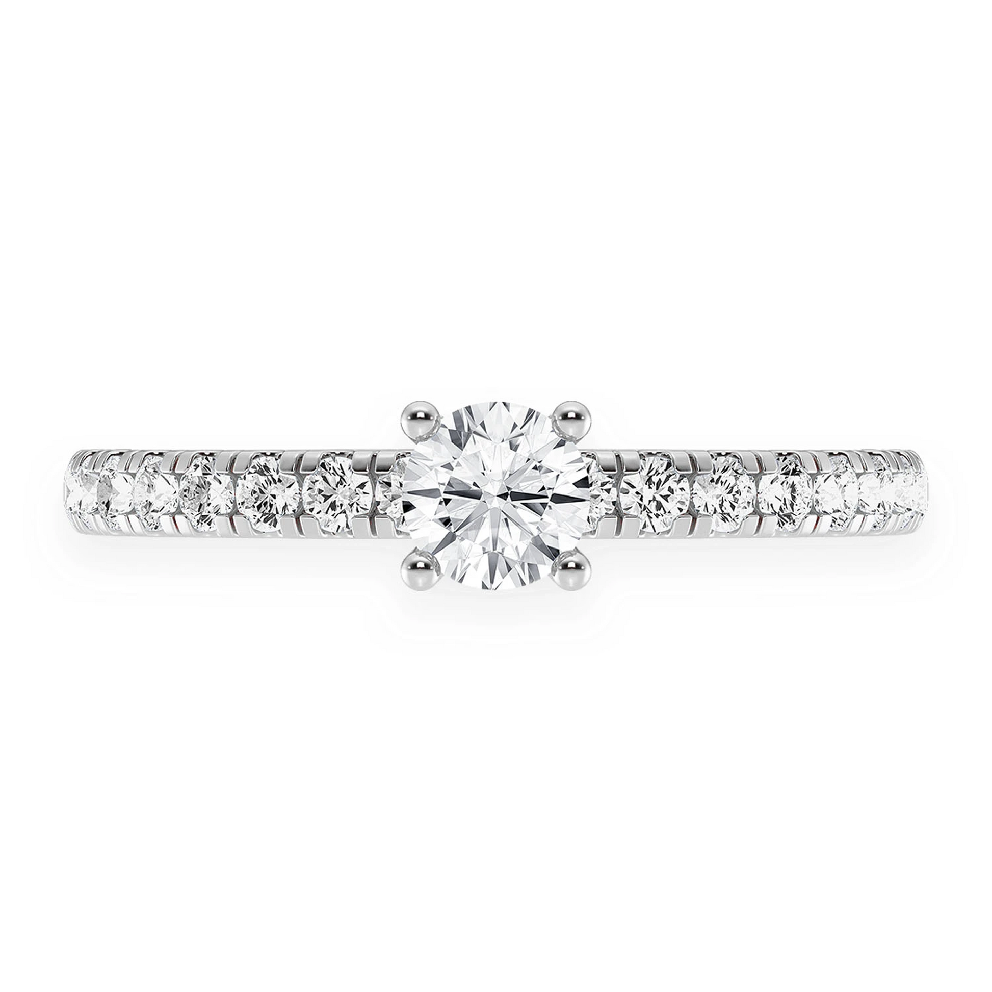 Classic One Row Under Halo Diamond Ring in 14K white gold, front view
