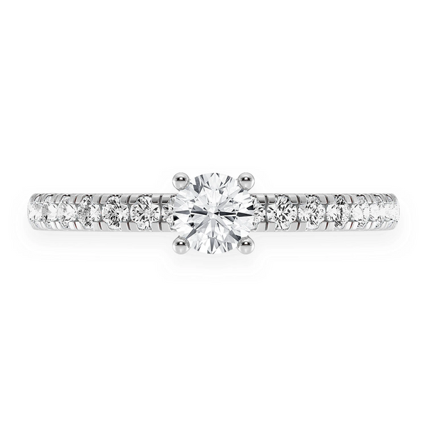 Classic One Row Under Halo Diamond Ring