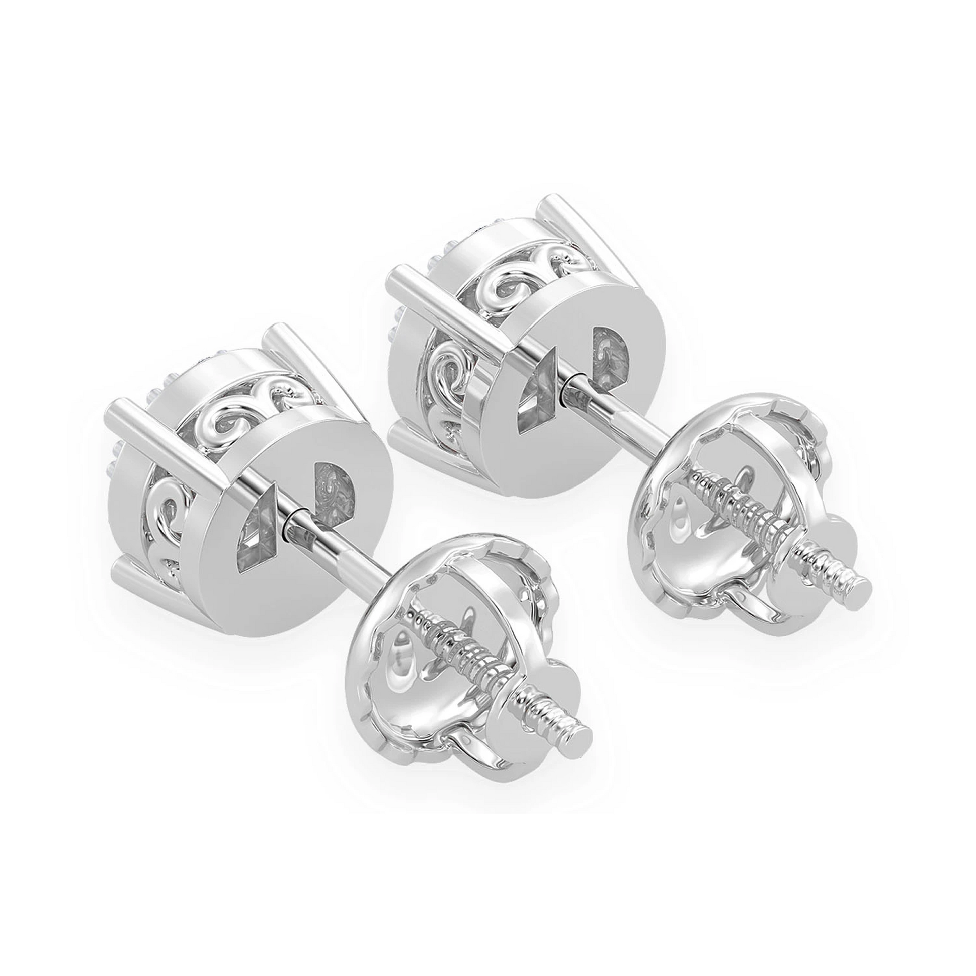 Mosaic Diamond Studs in 14K white gold, 0.25ctw, back view