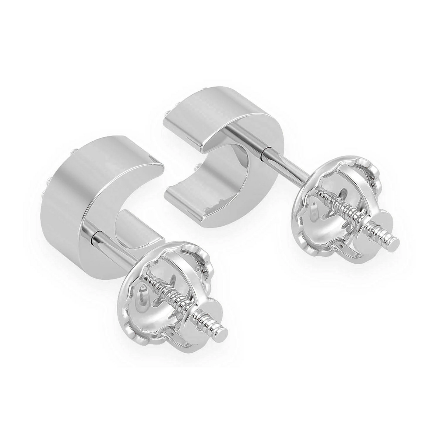 Moon Diamond Stud Earrings in 14K rose gold, back view