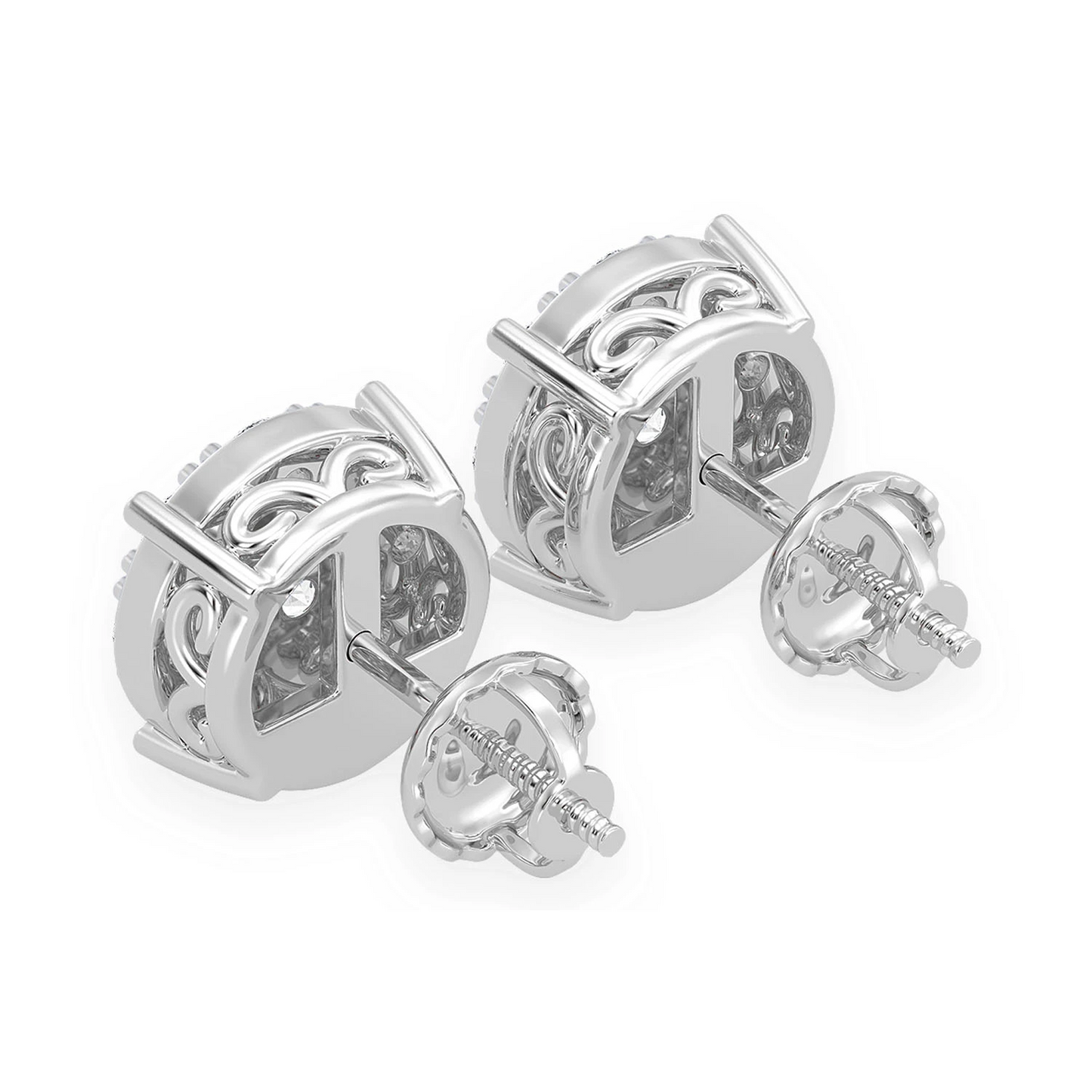 Mosaic Diamond Studs in 14K white gold, 2.00ctw, back view