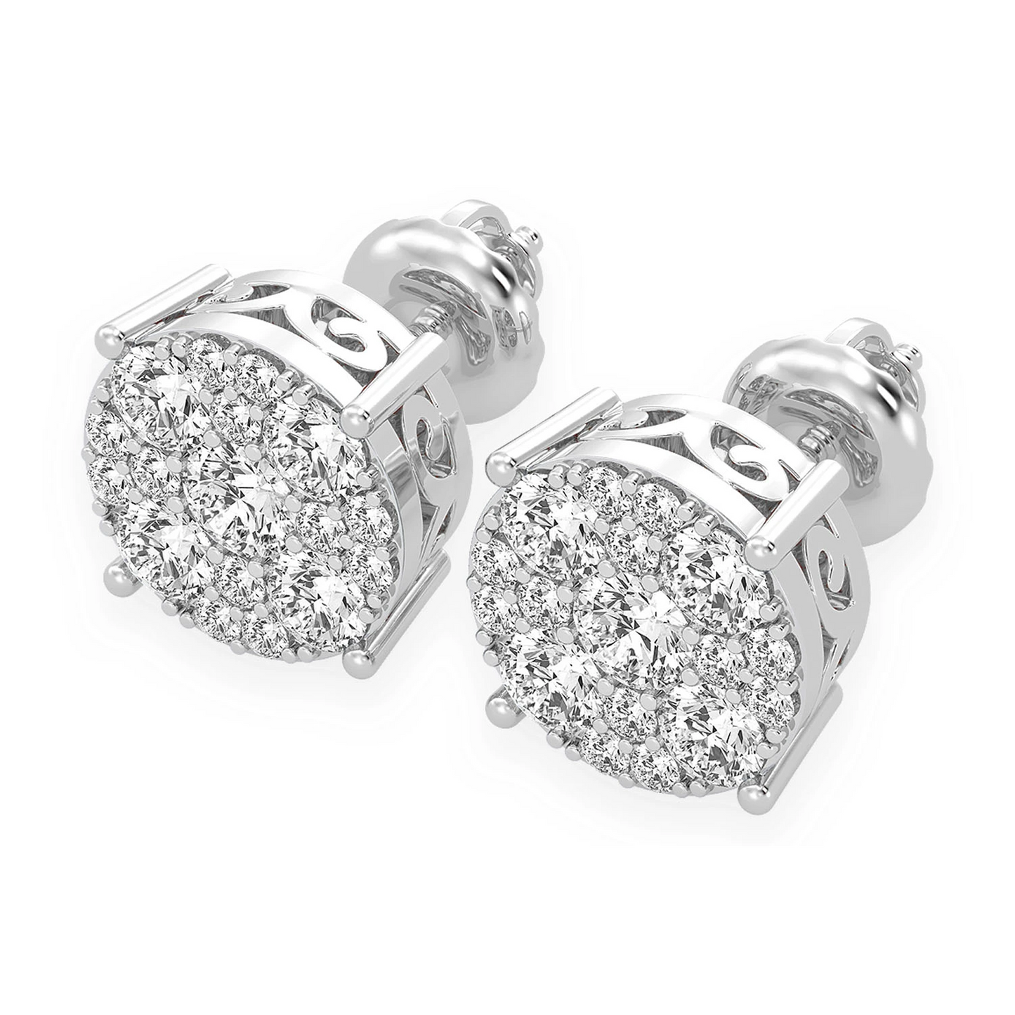Mosaic Diamond Studs in 14K white gold, 3.00ctw, back view