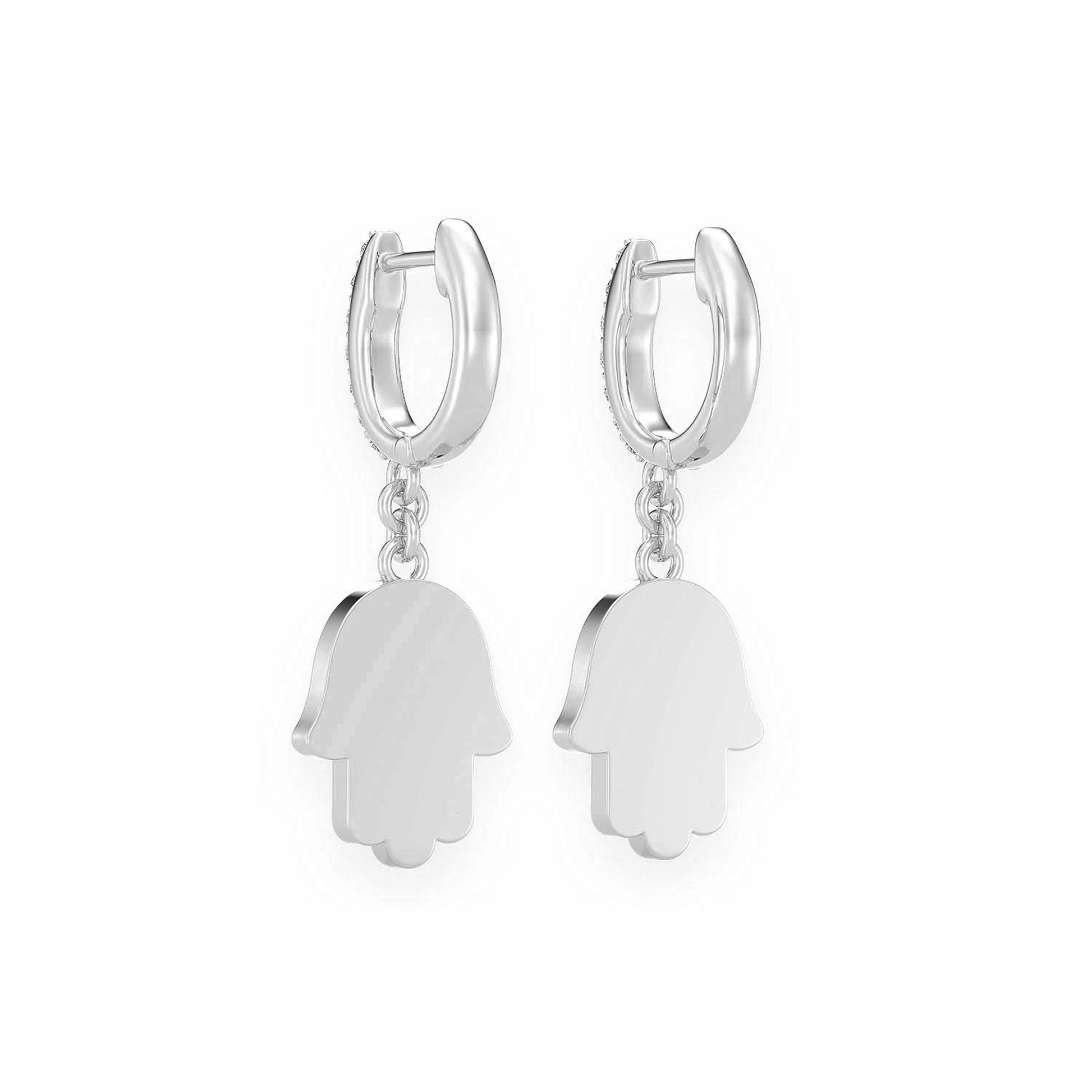 Hamsa Diamond Drops in 14K white gold, back view