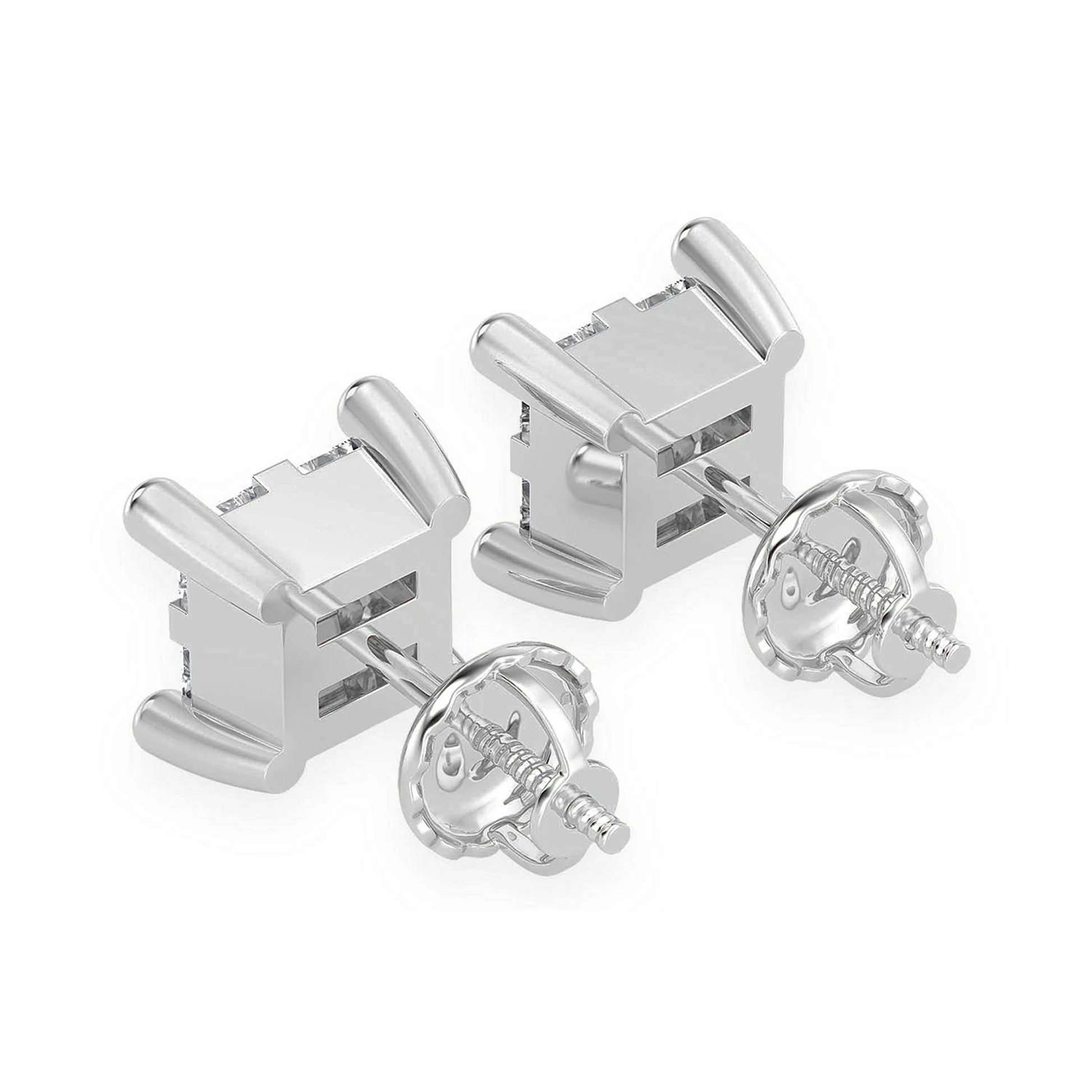 Quad Diamond Studs in 14K white gold, 0.25ctw, back view