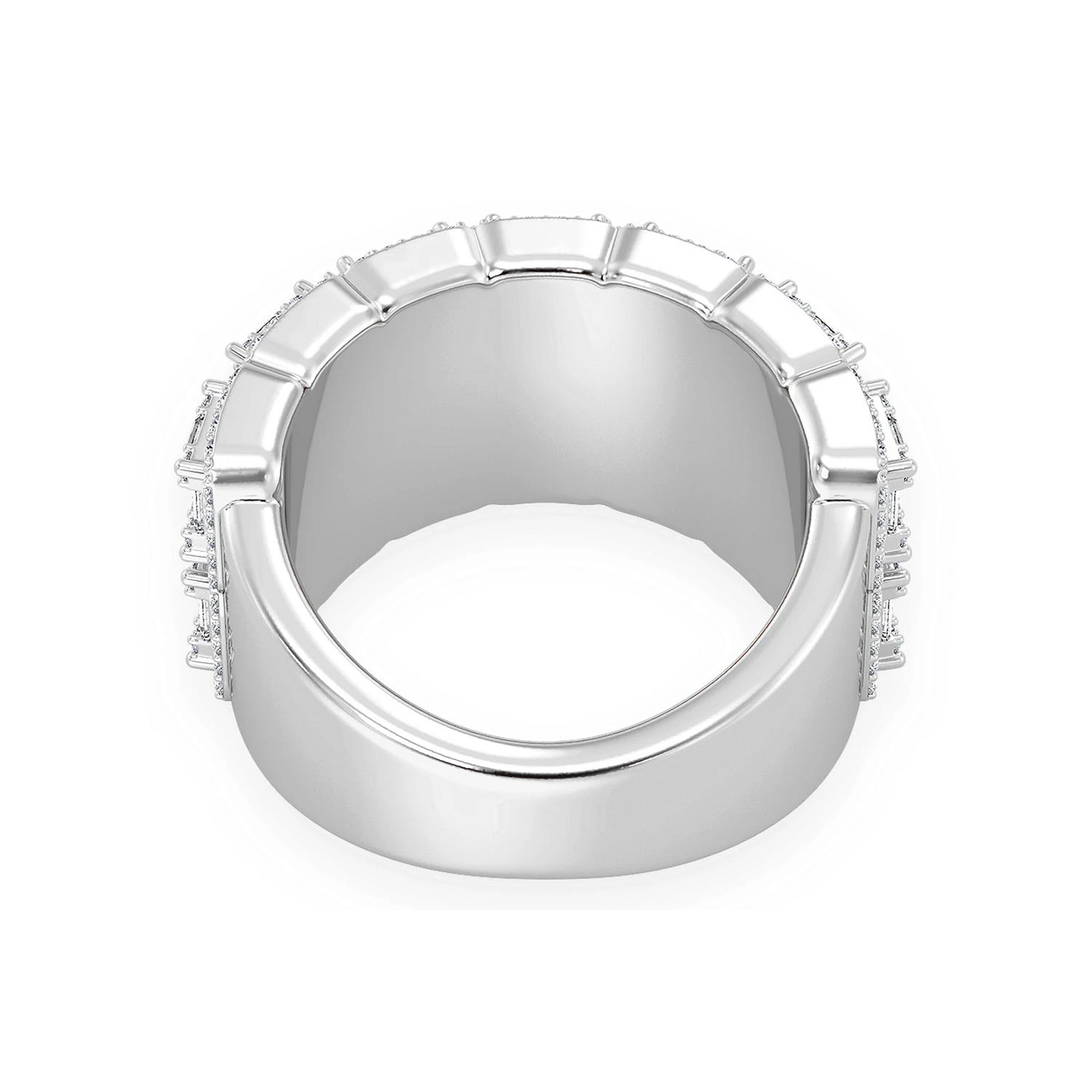 Baguette Border Diamond Ring in 14K white gold, back view