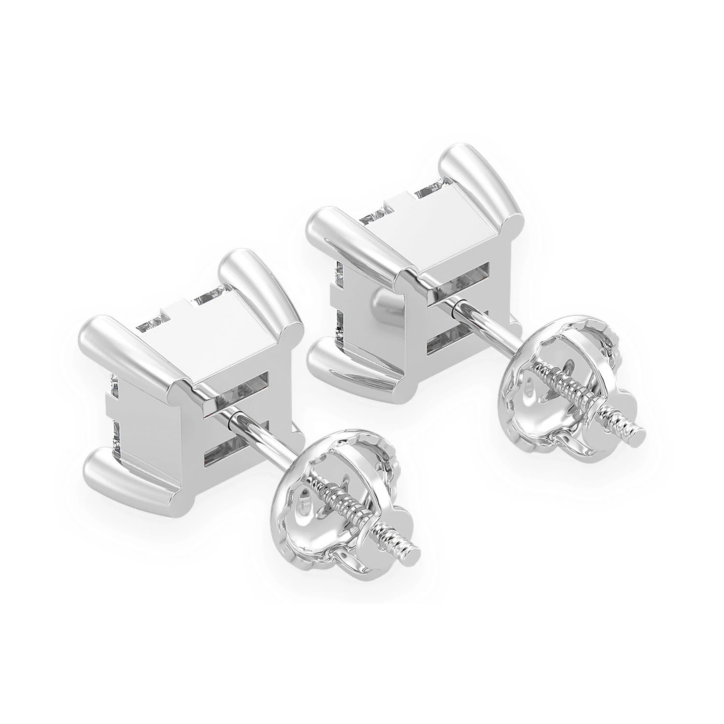 Quad Diamond Studs in 14K white gold, 0.75ctw, back view