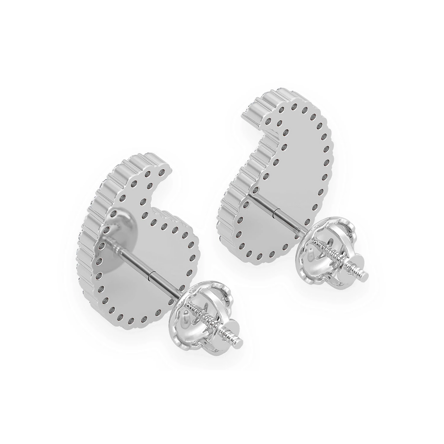 Paisley Diamond Stud Earrings in 14K white gold, back view