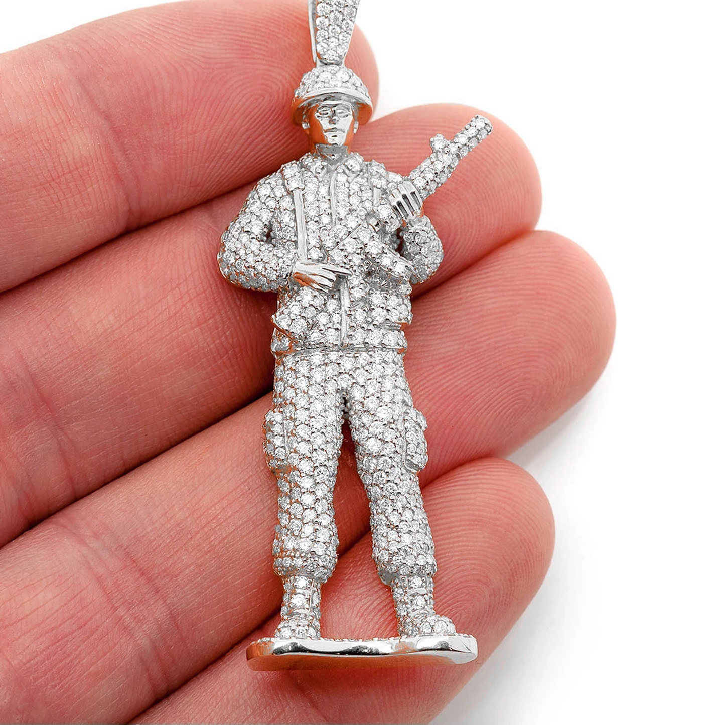 Toy Soldier Diamond Pendant in 14K white gold, Statement | 4.50ctw, angled view