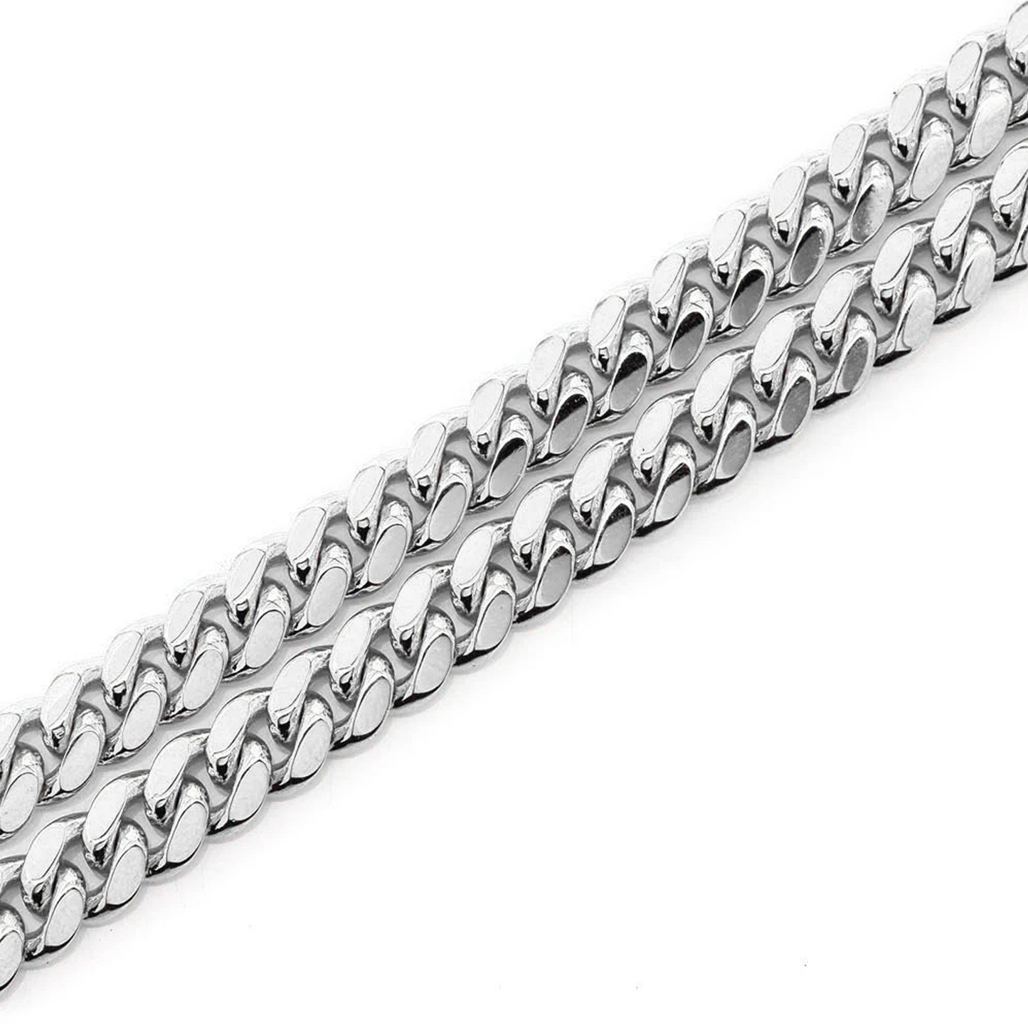 Miami Cuban Gold Chain in 14K white gold, 6mm width, clasp detail
