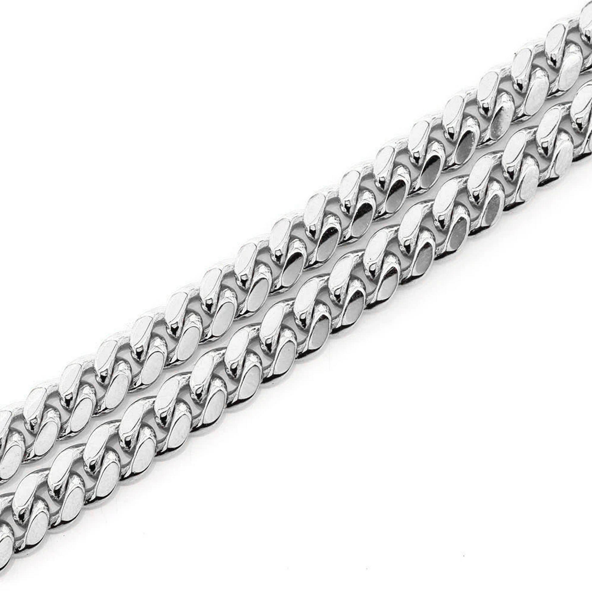 Miami Cuban Gold Chain in 14K white gold, 6mm width, clasp detail