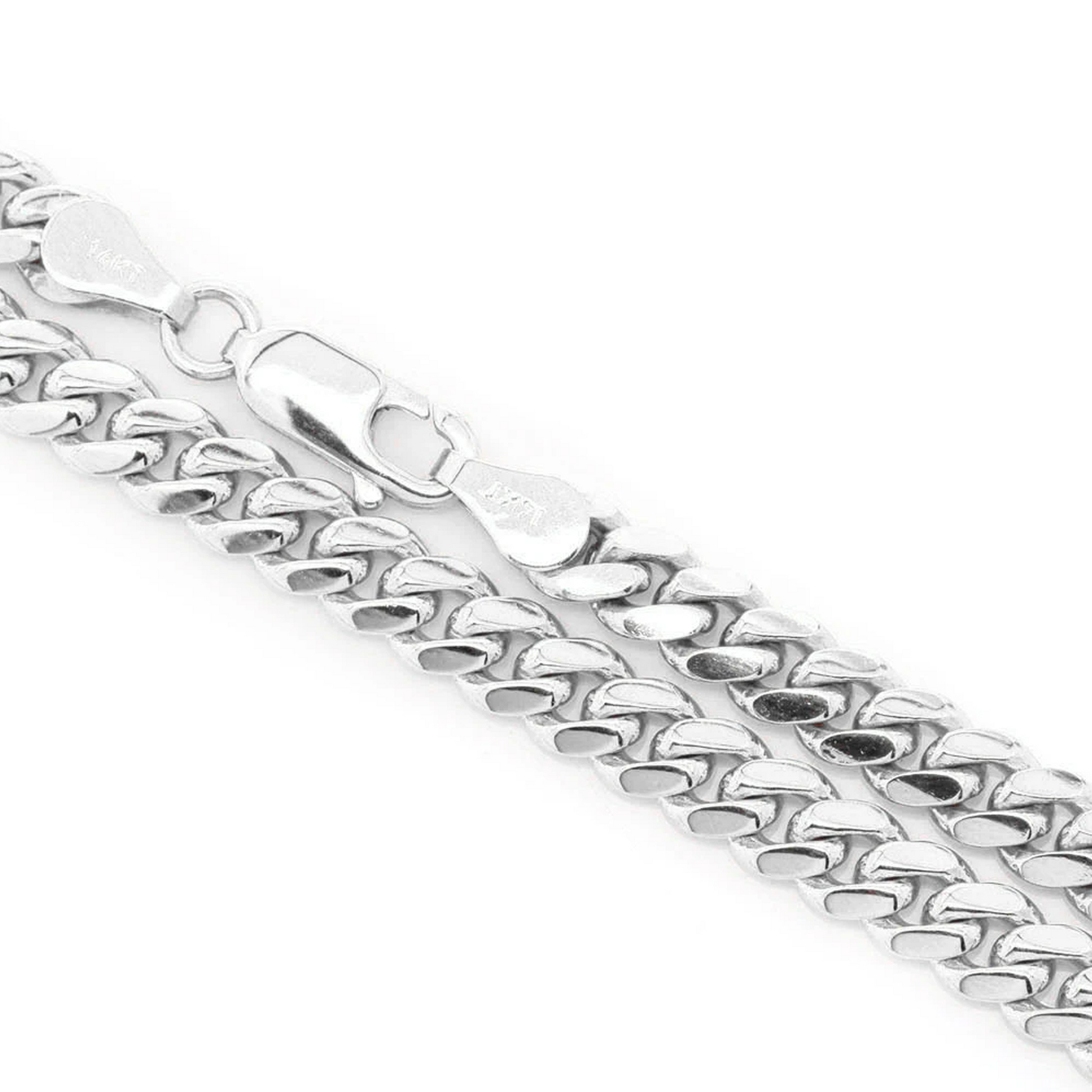 Miami Cuban Gold Chain in 14K white gold, 5mm width, clasp detail