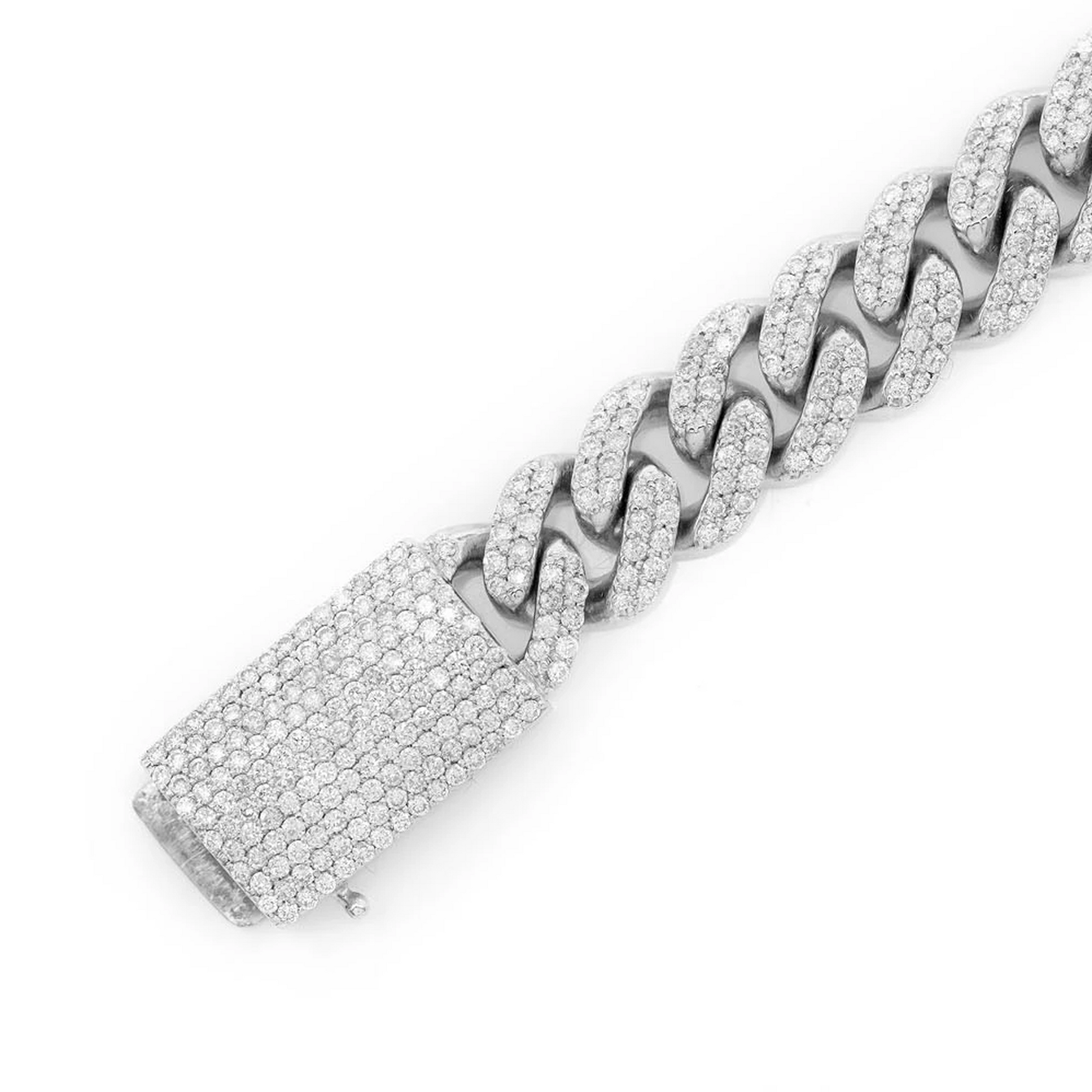 Miami Cuban Diamond Bracelet in 14K white gold, 10mm /5.00ctw width, angled view