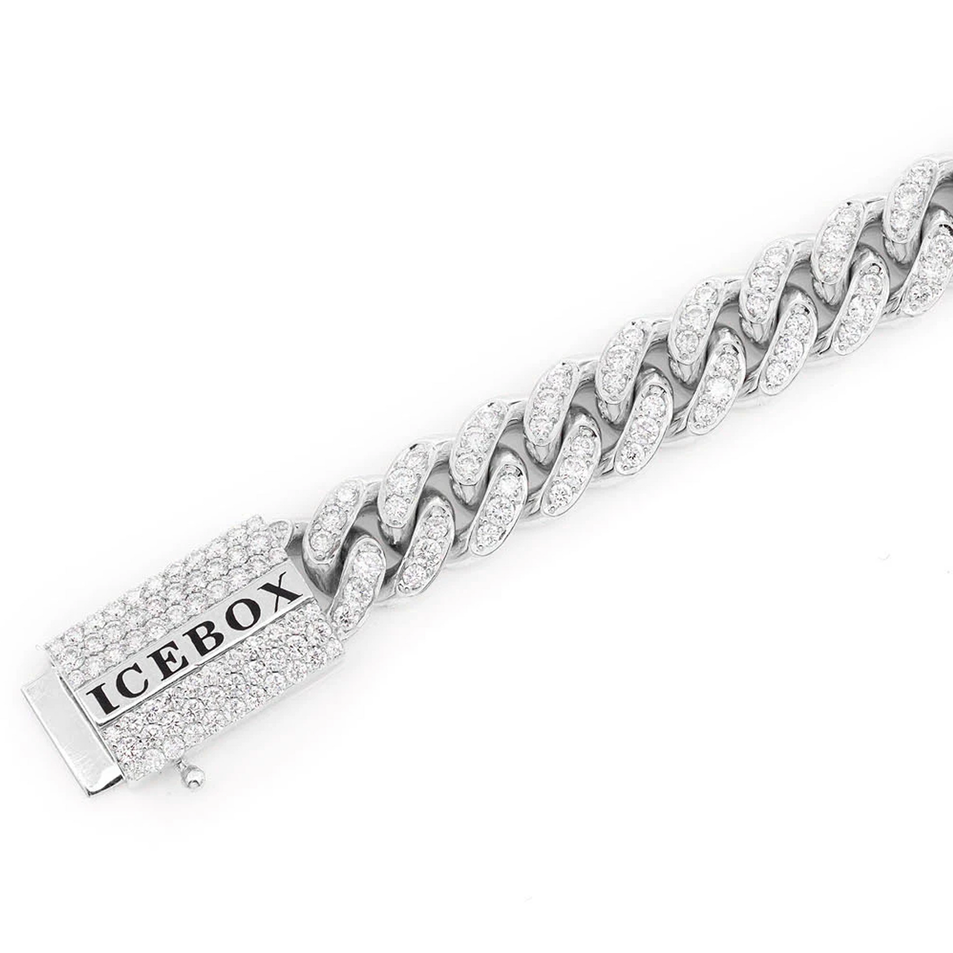 Miami Cuban Diamond Bracelet in 14K white gold, 8mm /4.00ctw width, angled view