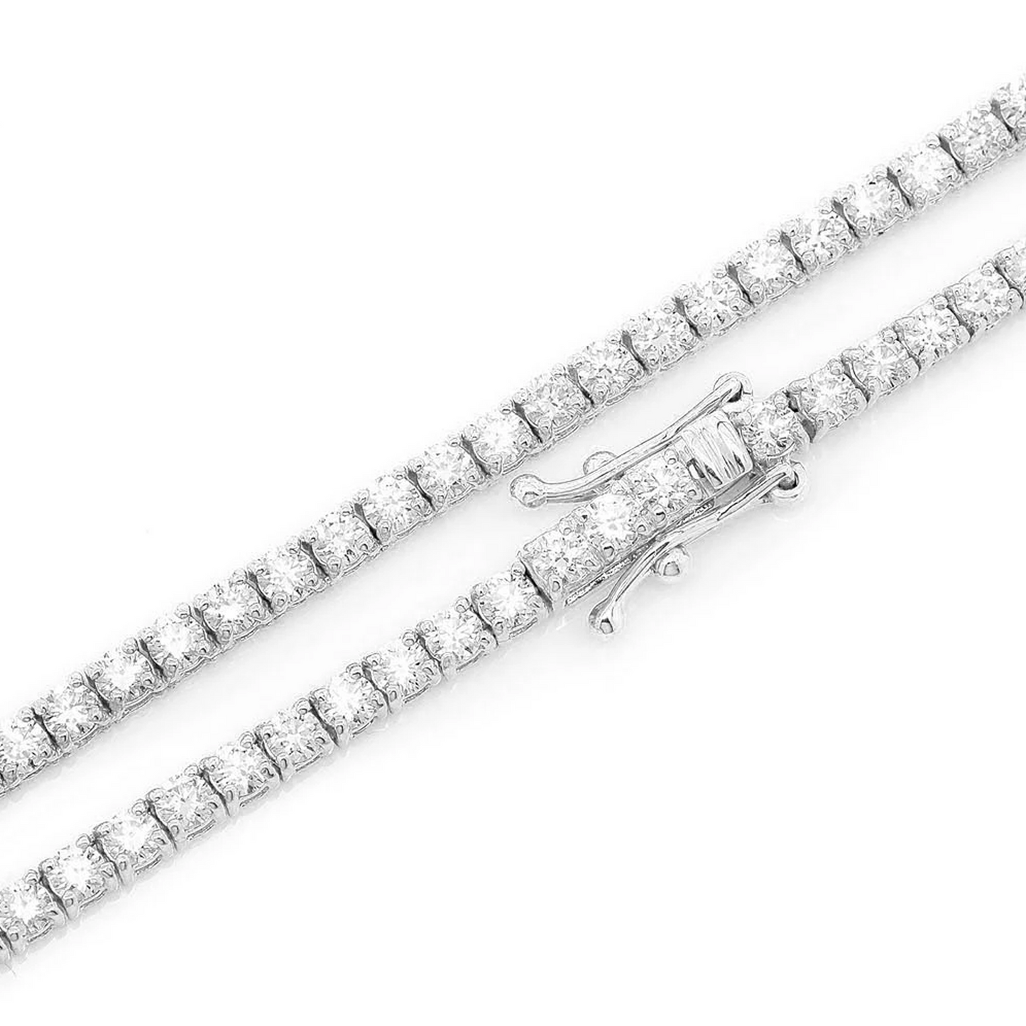 Prong Diamond Tennis Necklace in 14K white gold, 6pt / 10.50ctw, detail view