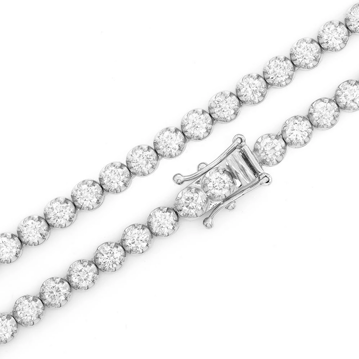 Crown Diamond Tennis Necklace in 14K white gold, 10pt / 12.50ctw, angled view