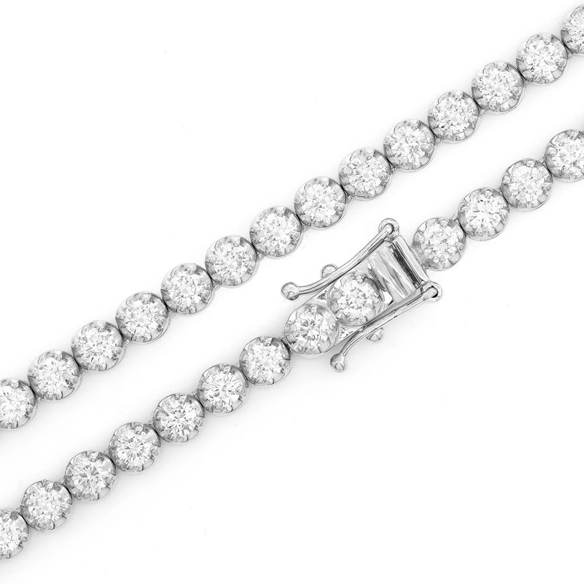 Crown Diamond Tennis Necklace in 14K white gold, 10pt / 12.50ctw, angled view
