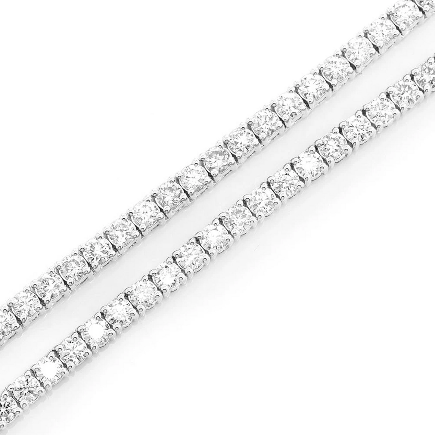 Prong Diamond Tennis Necklace in 14K white gold, 8pt / 16.50ctw, angled view