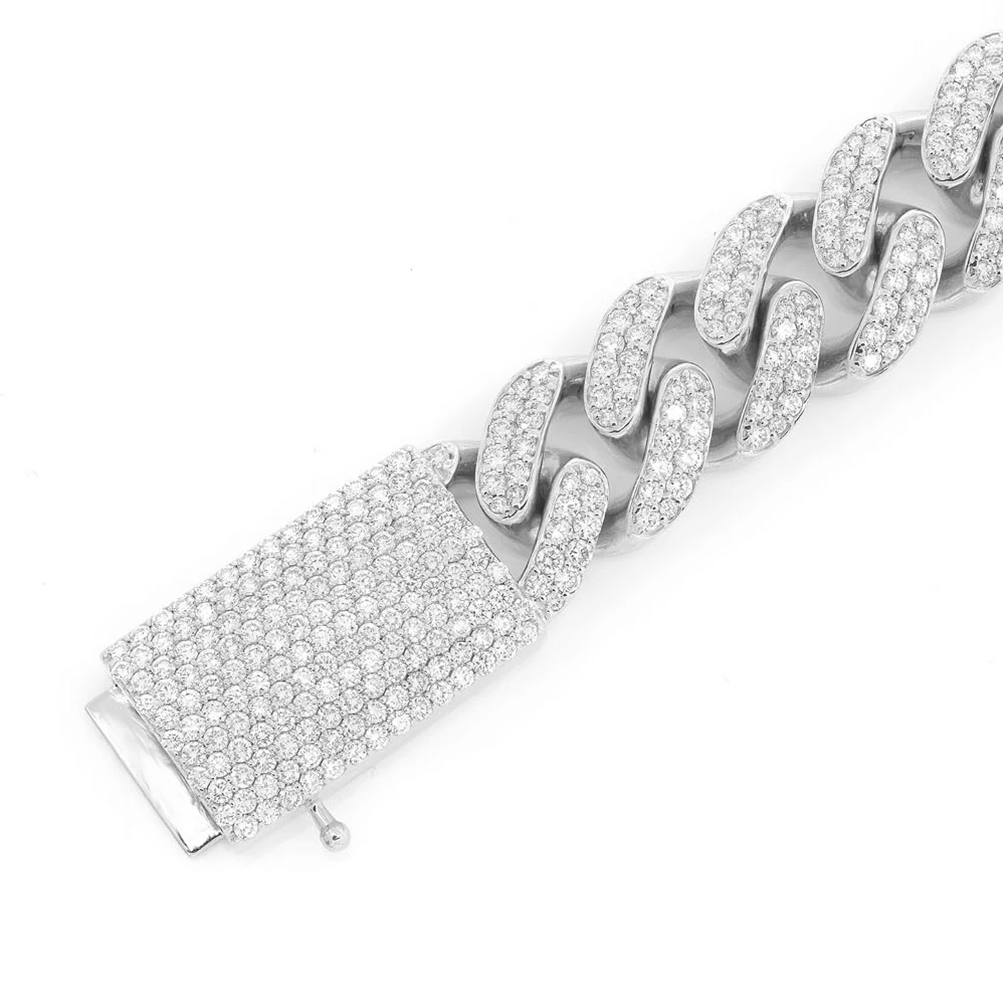 Miami Cuban Diamond Bracelet in 14K white gold, 16mm / 12.25ctw width, detail view