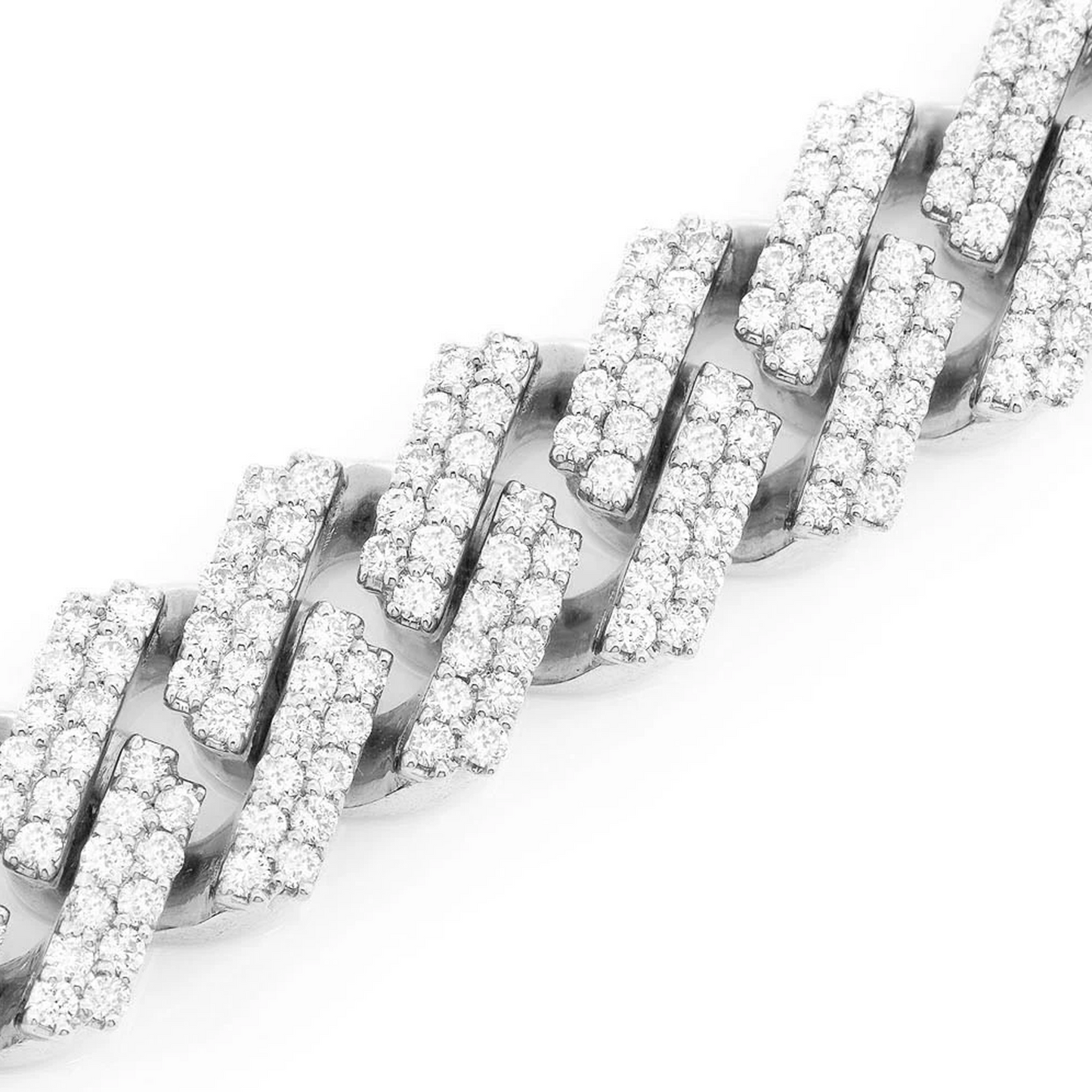 Raised Cuban Diamond Bracelet in 14K white gold, 17mm | 16.50ctw width, detail view
