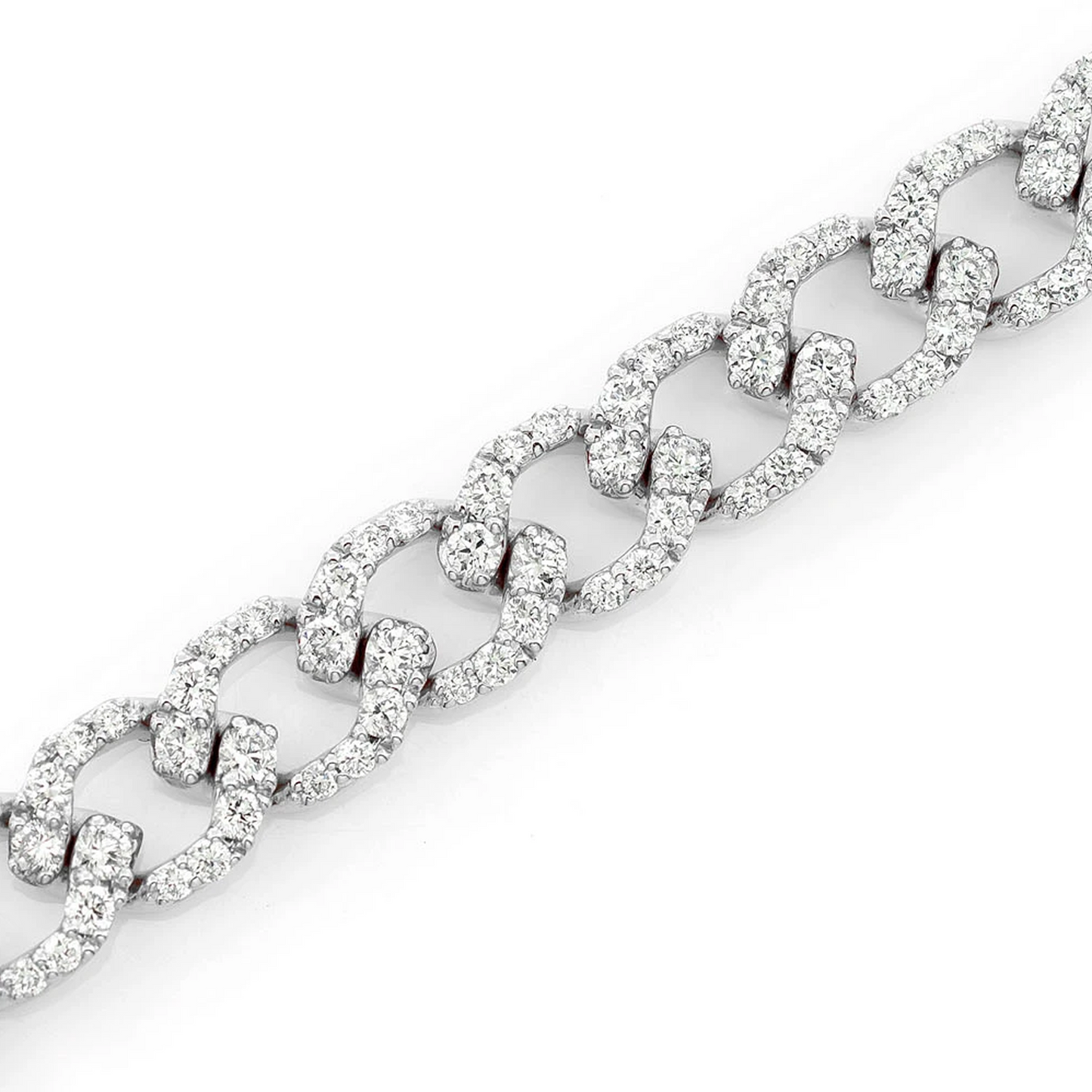 Elongated Cuban Diamond Bracelet in 14K white gold, 6mm / 3.75ctw width, alternate view