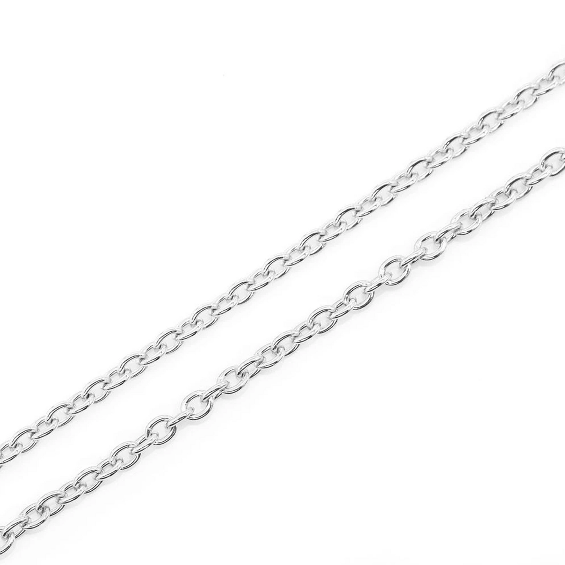 Rolo Gold Chain in 14K white gold, 2mm width, angled view