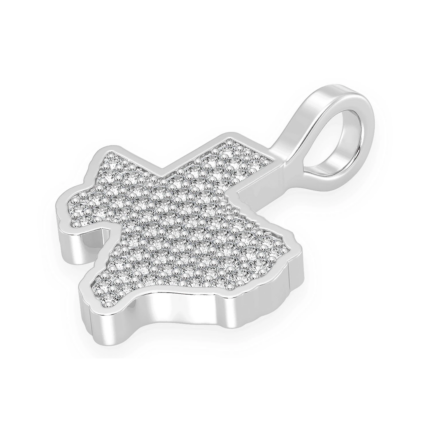US State Diamond Pendant in 14K white gold, Texas design, detail view
