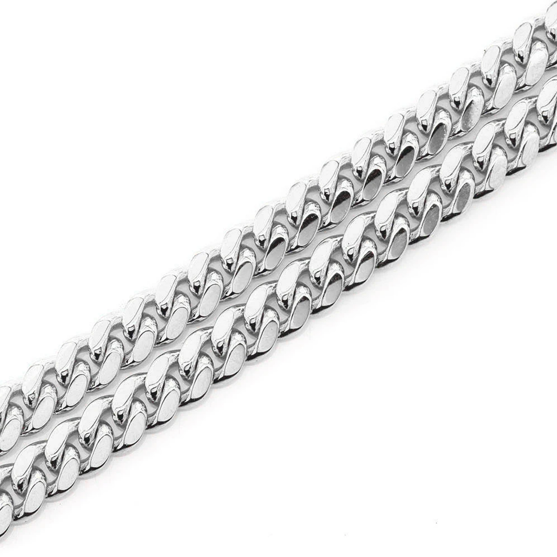 Miami Cuban Gold Chain in 14K white gold, 5mm width, detail view