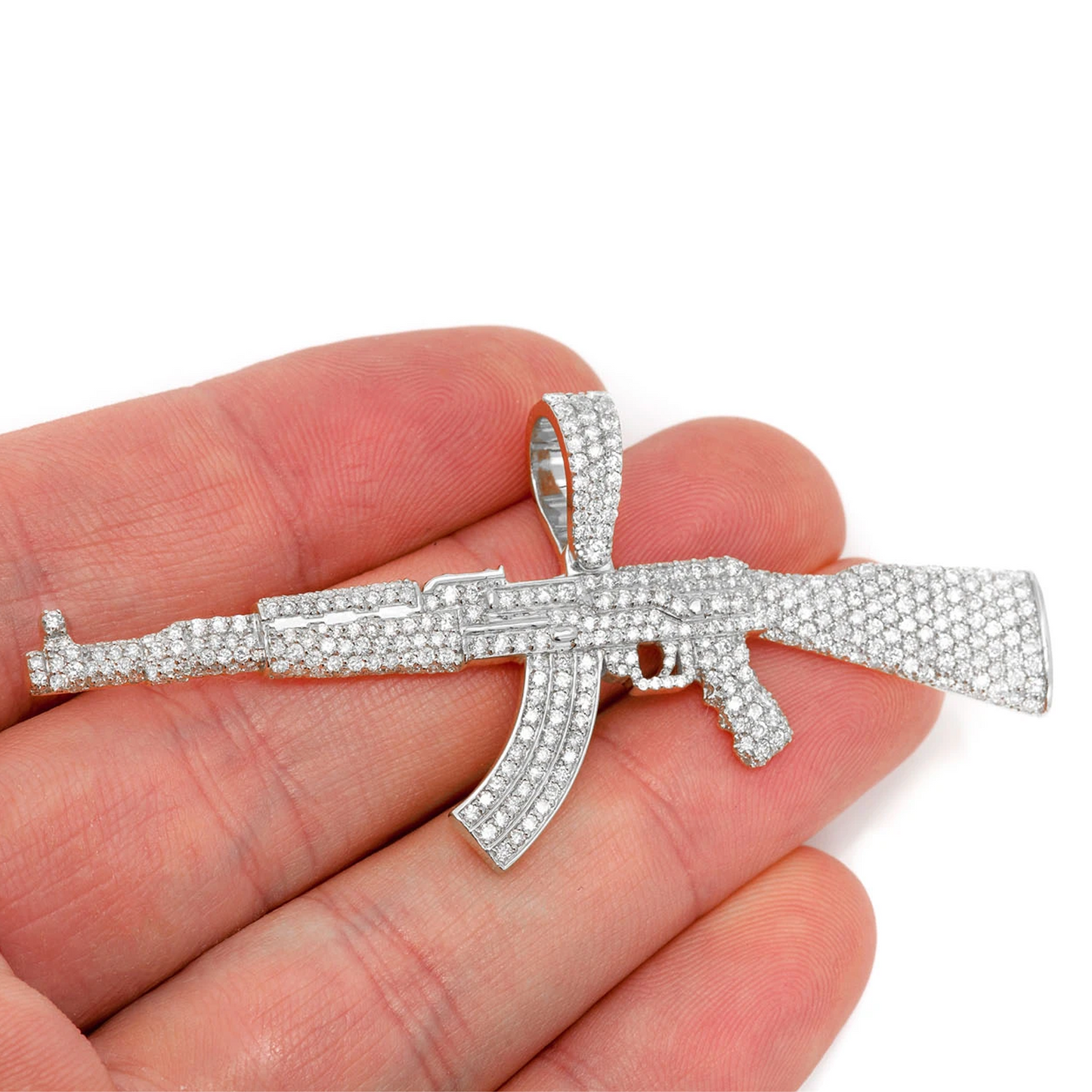 AK47 Draco Diamond Pendant in 14K white gold, 3.25ctw, angled view