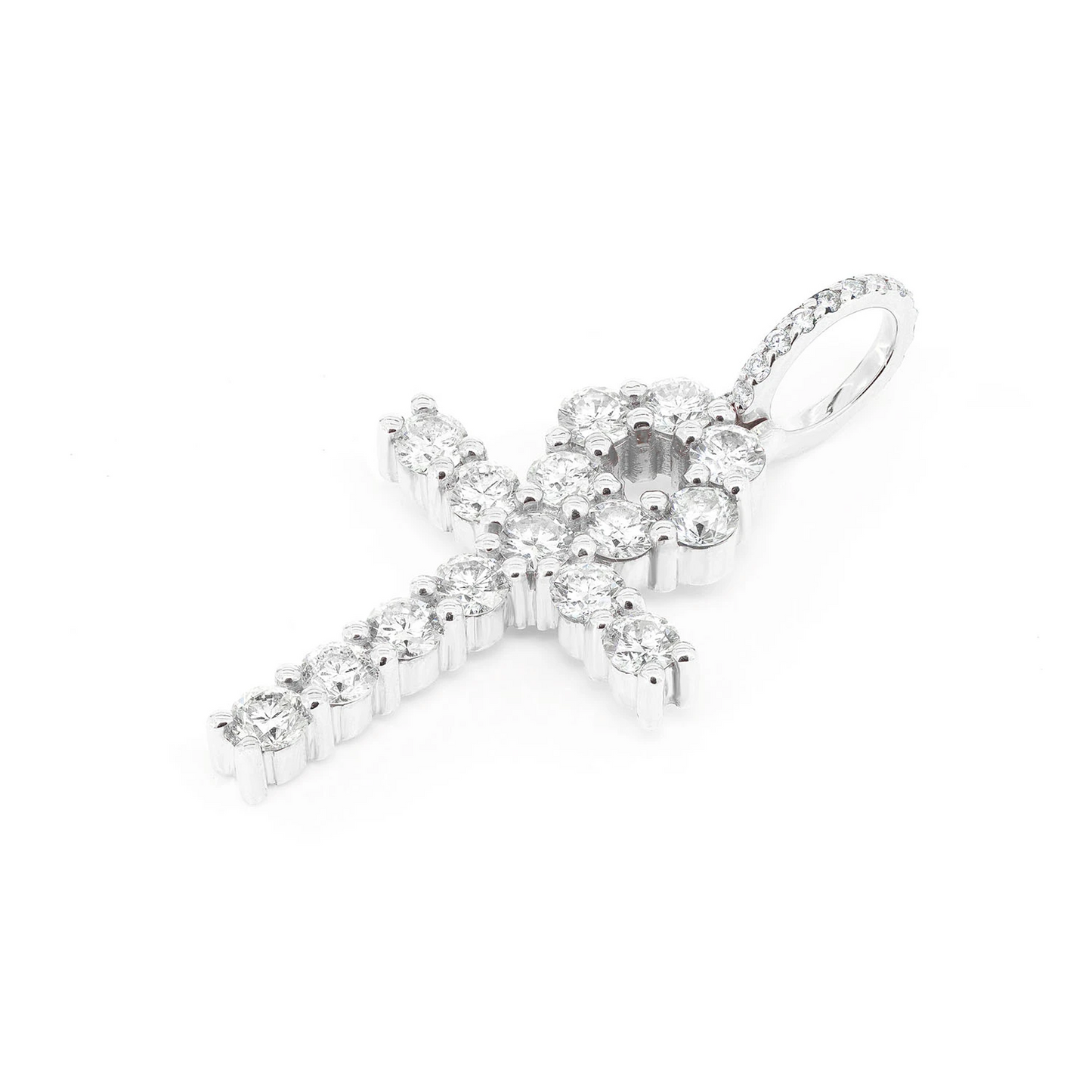 Diamond Ankh Pendant in 14K white gold, Statement | 2.35ctw, detail view