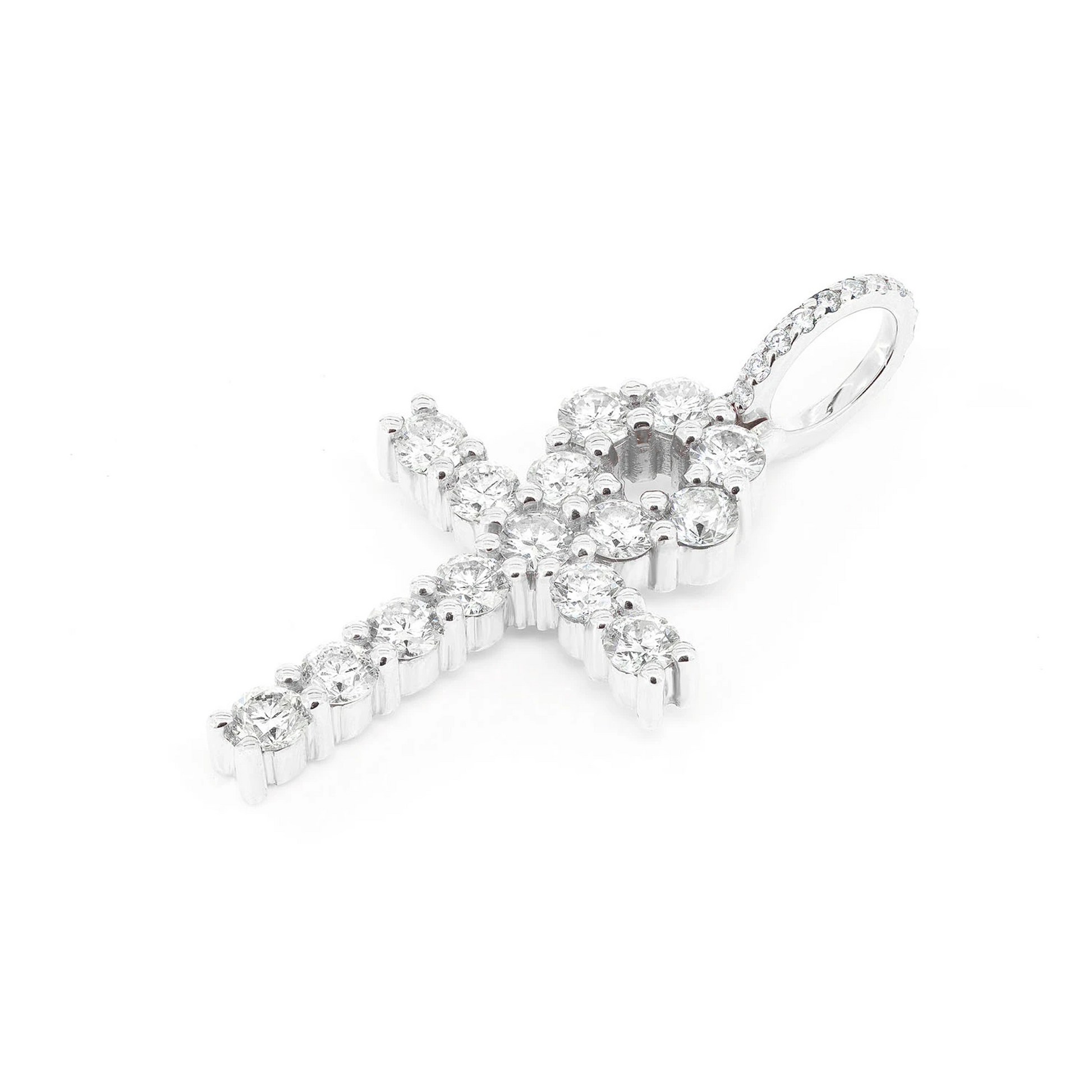 Diamond Ankh Pendant in 14K white gold, Statement | 2.35ctw, detail view