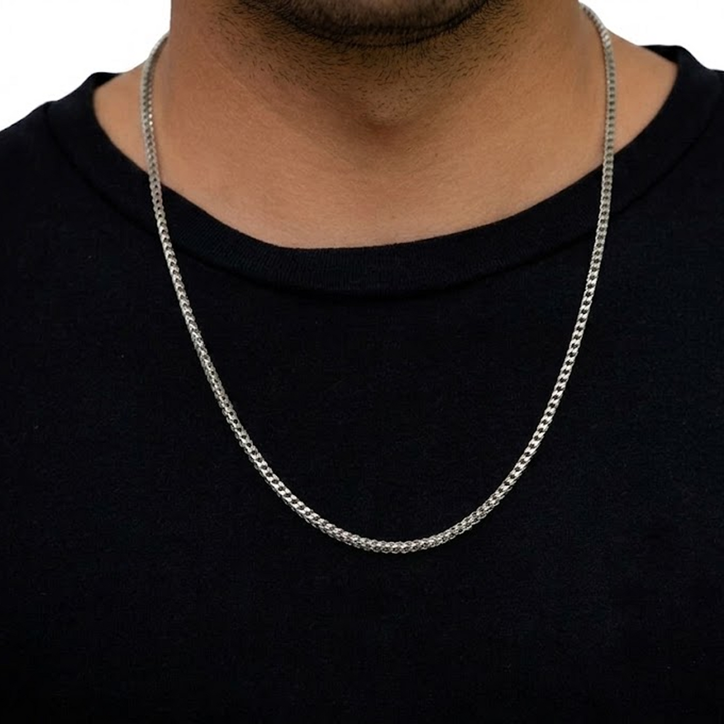Franco Gold Chain in 14K white gold, 2.5mm width, alternate view