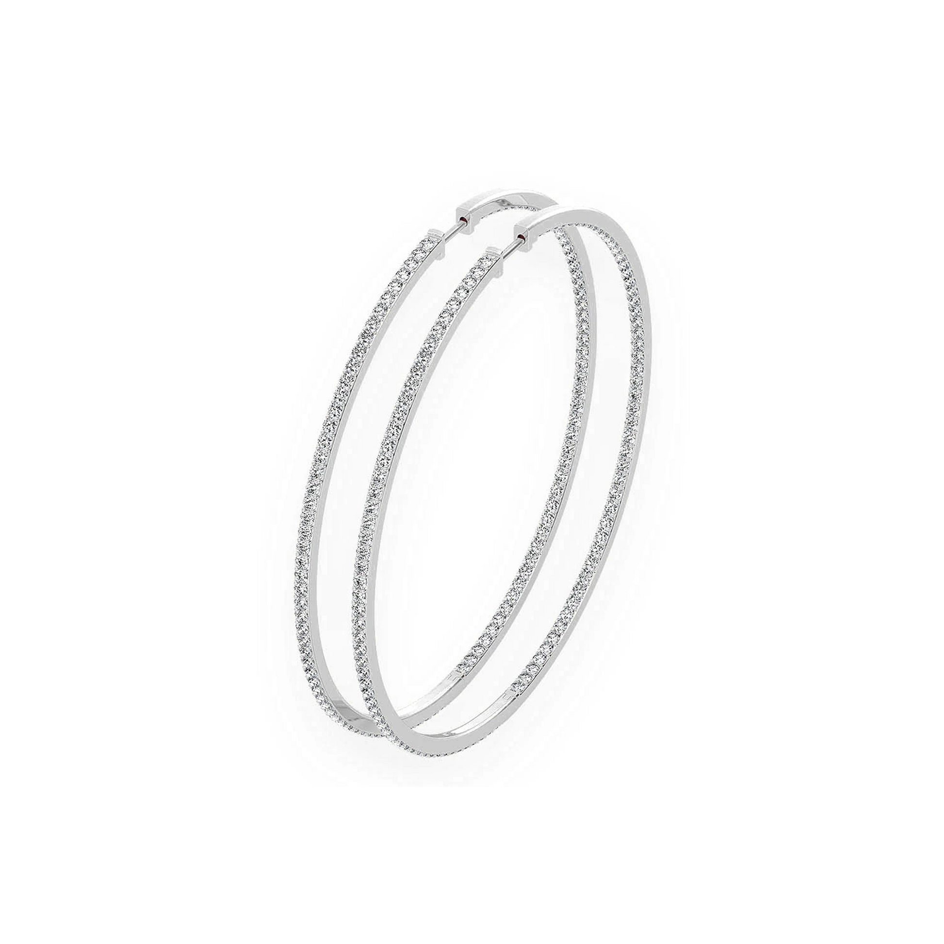 Large Inside-Out Diamond Hoop Earrings in 14K white gold, 6.25ctw, front view