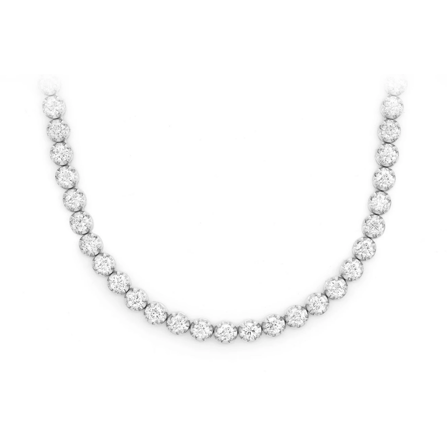 Crown Diamond Tennis Necklace in 14K white gold, 10pt / 12.50ctw, front view