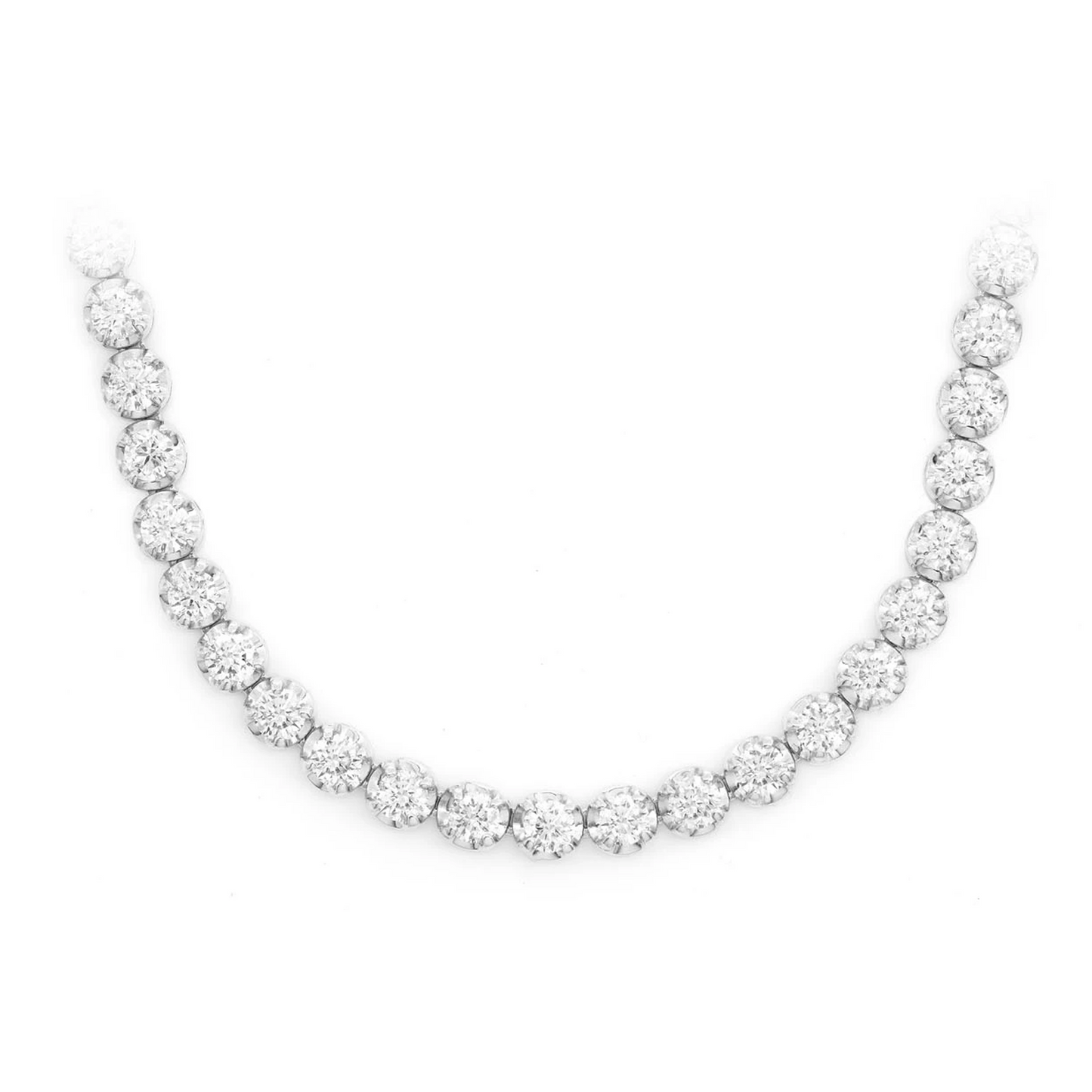 Crown Diamond Tennis Necklace in 14K white gold, 12pt / 14.00ctw, front view
