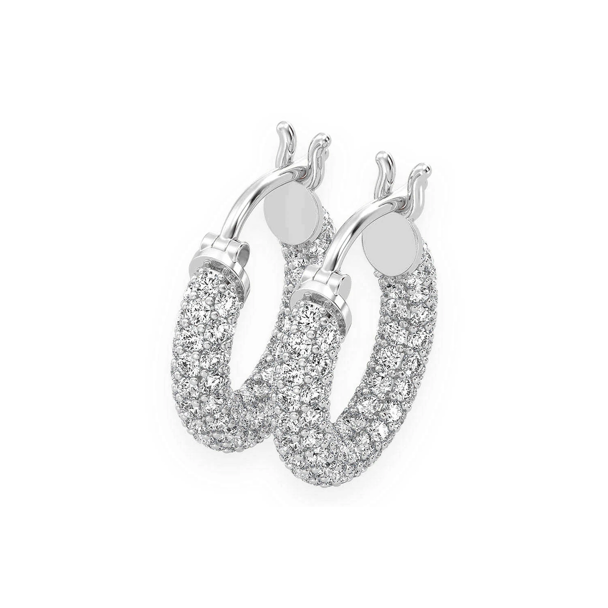 Bubbly Eternity Diamond Hoops in 14K white gold, 2.00ctw, front view