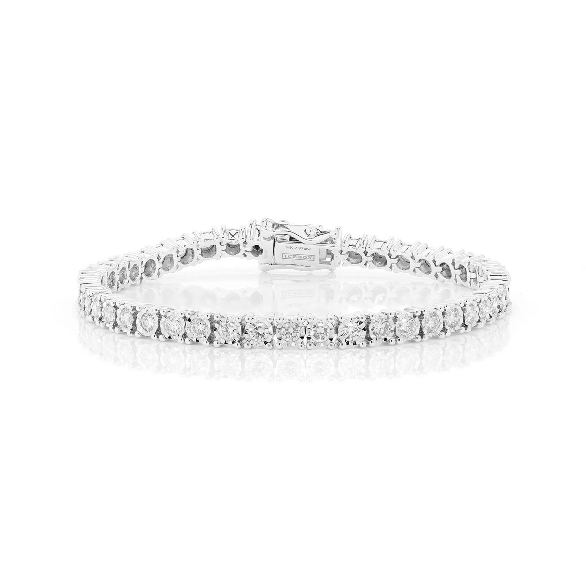 Miracle Diamond Tennis Bracelet in 14K white gold, 9pt / 4.50ctw, front view