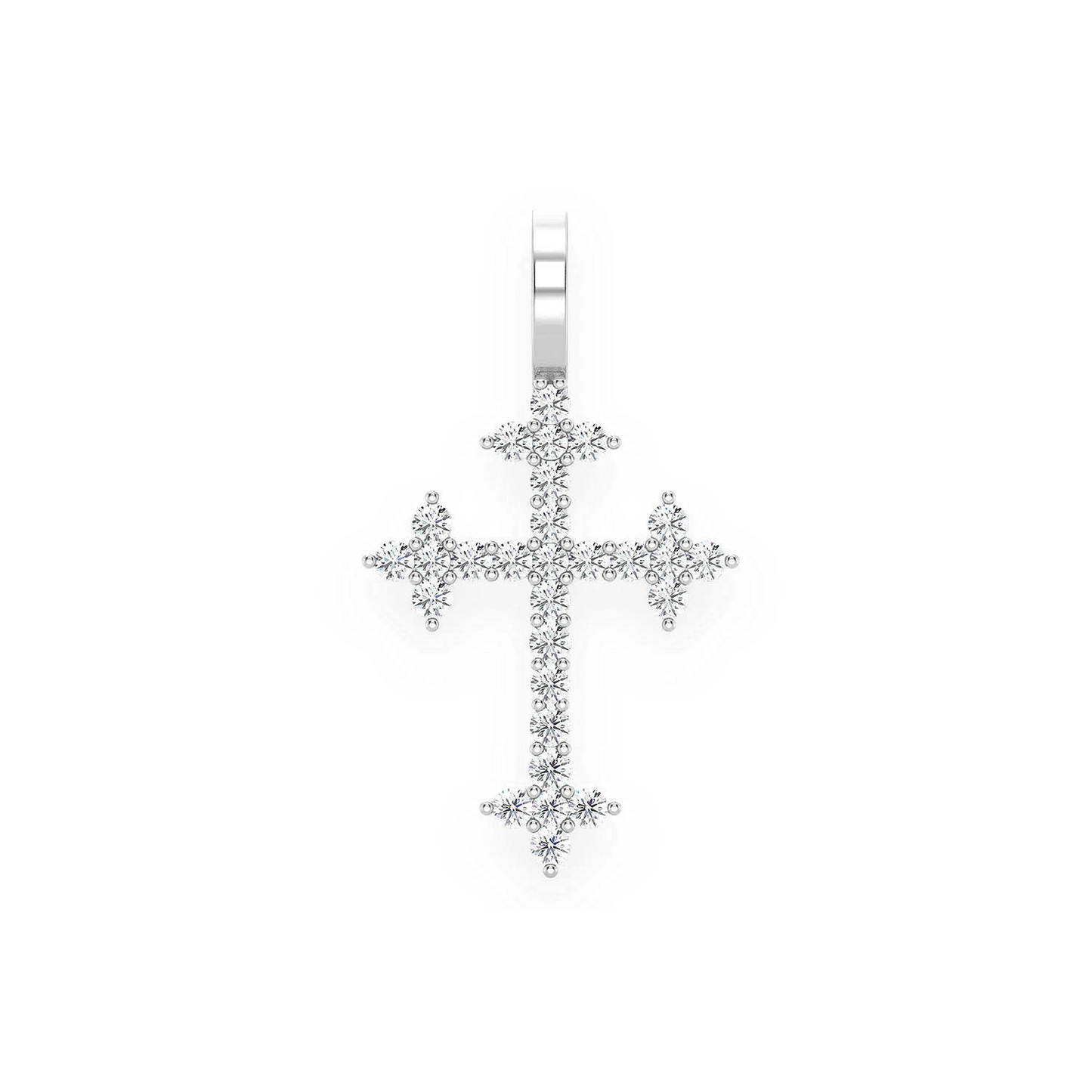 Three Point Diamond Cross Pendant in 14K white gold, Large | 0.45ctw, front view